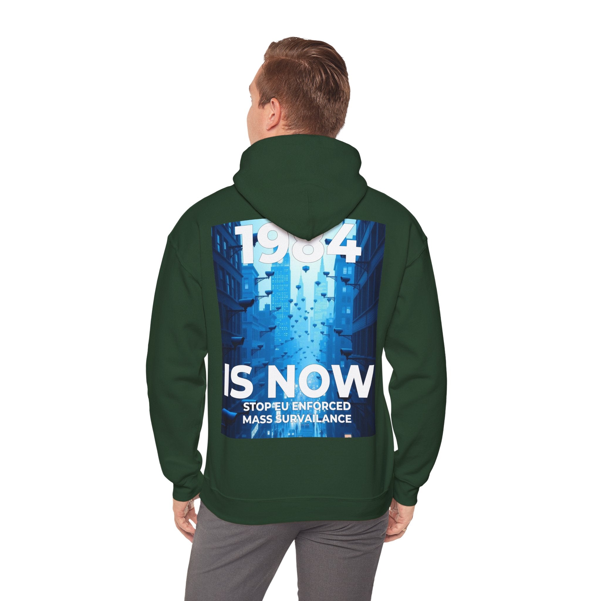 Mega Movement 1984 IS Now Unisex Heavy Blend Hoodie | Cozy Streetwear for Activists, Ideal for Gifts, Protest Wear, Casual Style, Comfy Fashion - Mega Movement