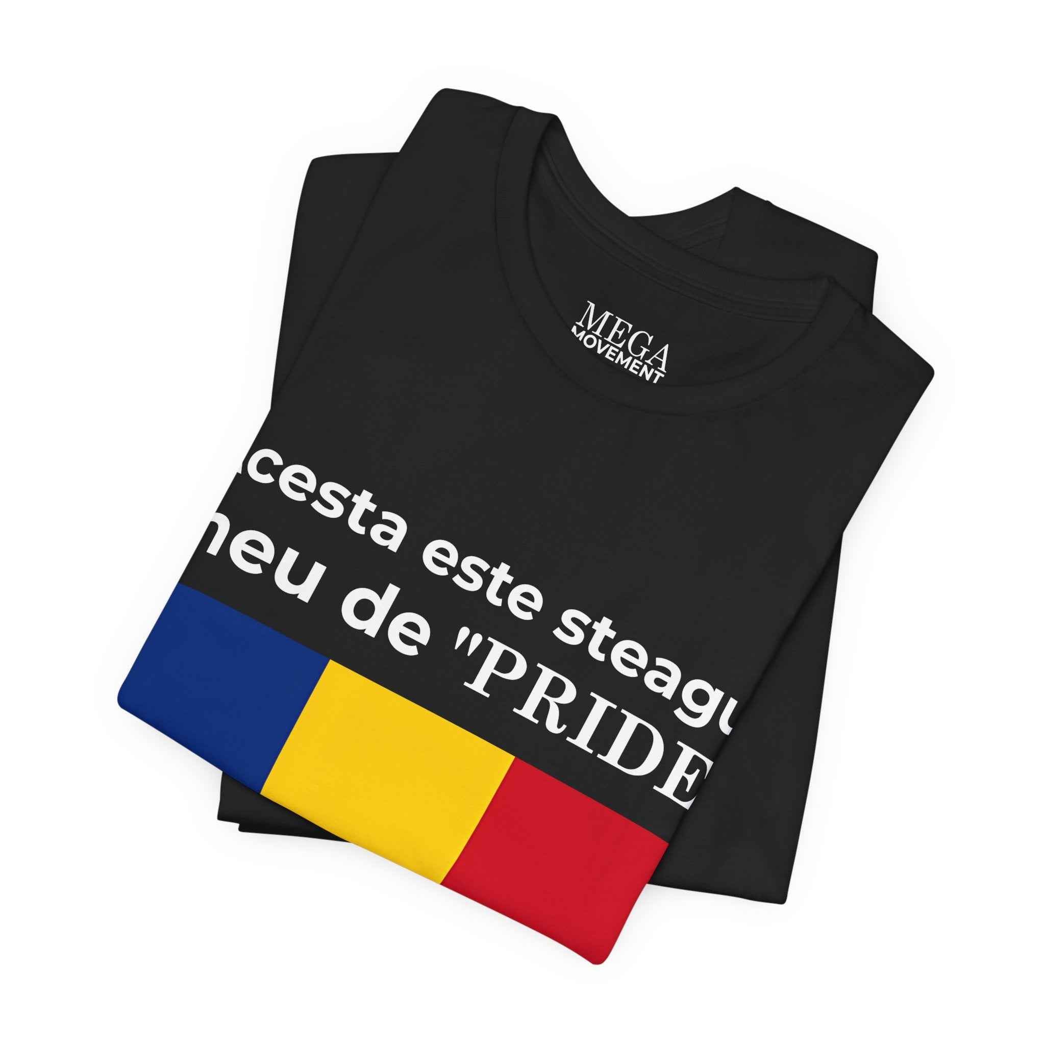 Romania Pride Flag Unisex Tee, Black Short Sleeve Shirt, Comfortable Casual Wear