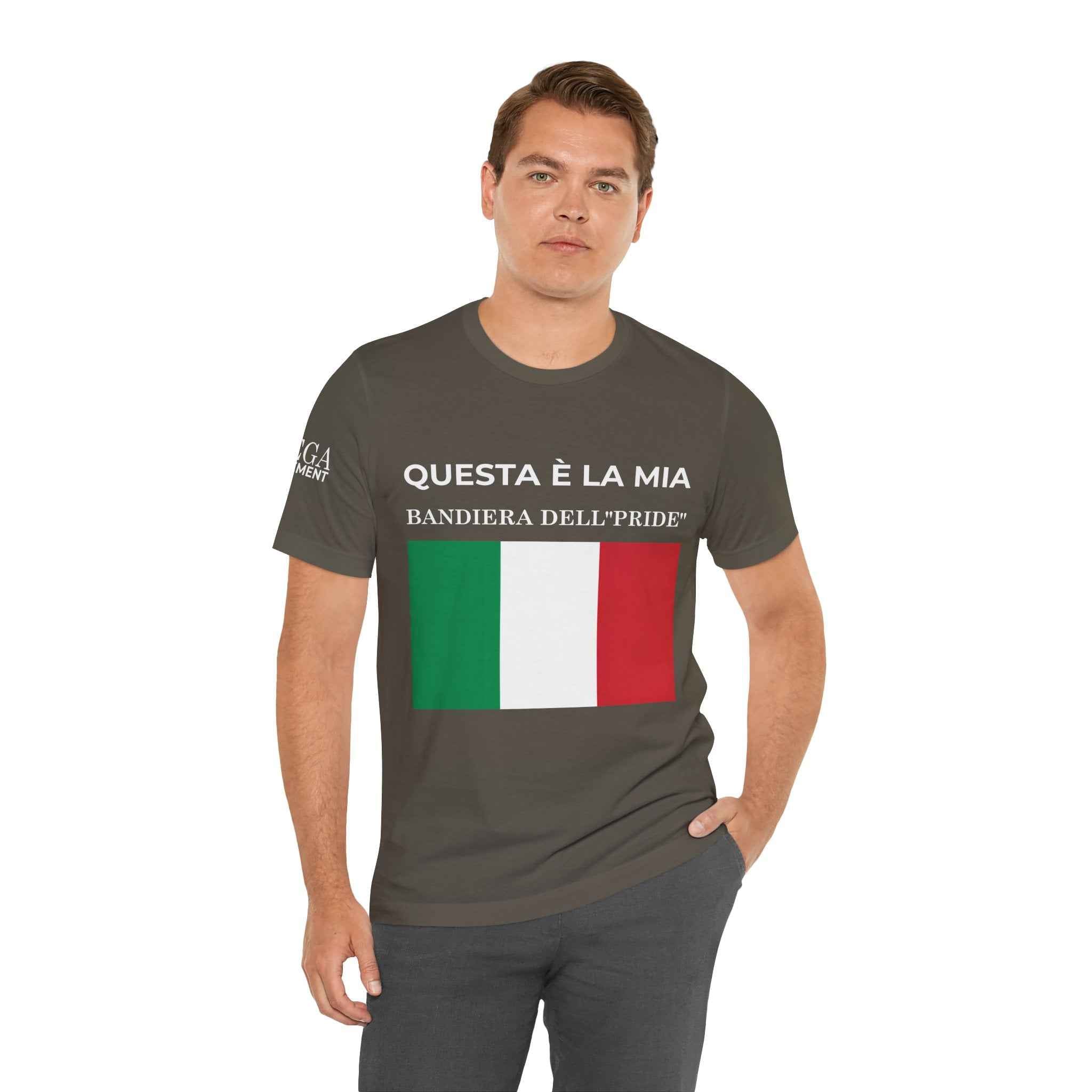 Italian Pride Flag Tee, Unisex Short Sleeve Shirt for Patriots, Patriot Apparel, Casual Wear, Gift Idea