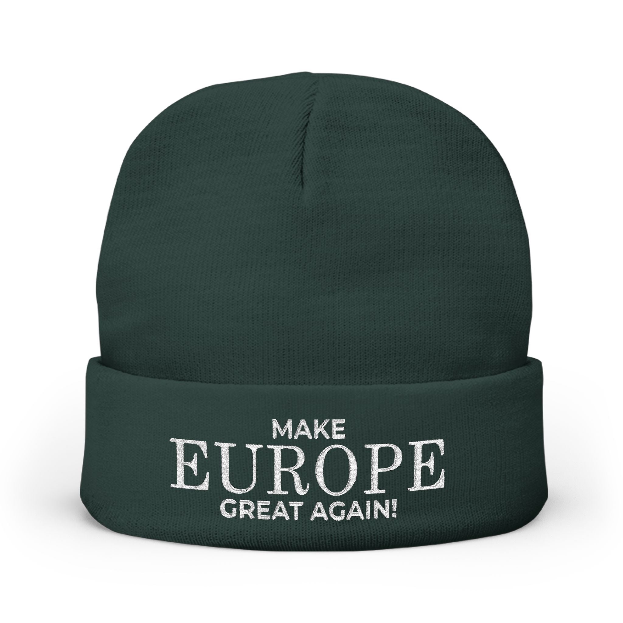 Stylish Knit Beanie - 'Make Europe Great Again' | Embroidered Cap for Winter Fashion, Gifting, Casual Wear, Travel, Trendy Accessories - Mega Movement