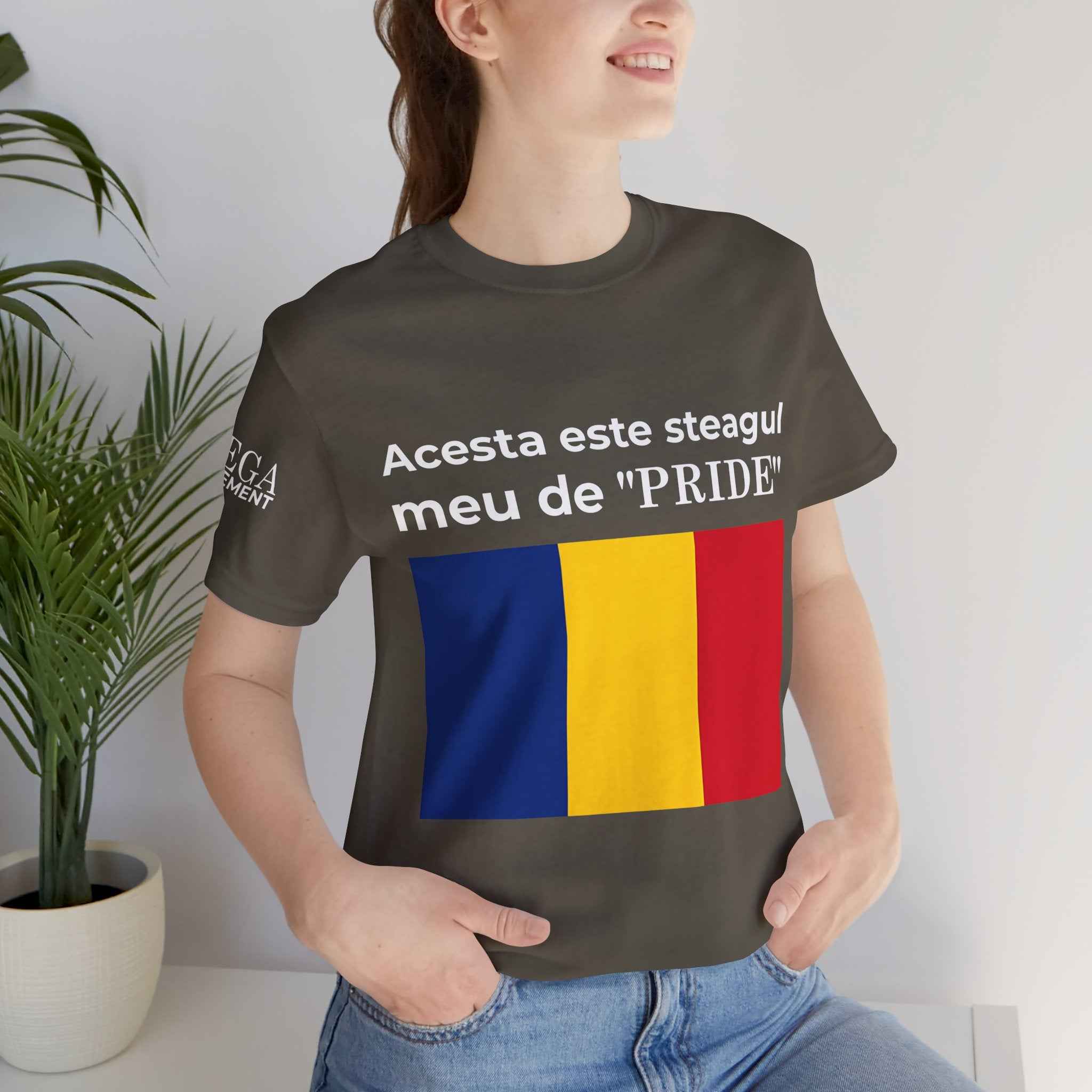 Romania Pride Flag Unisex Tee, Black Short Sleeve Shirt, Comfortable Casual Wear