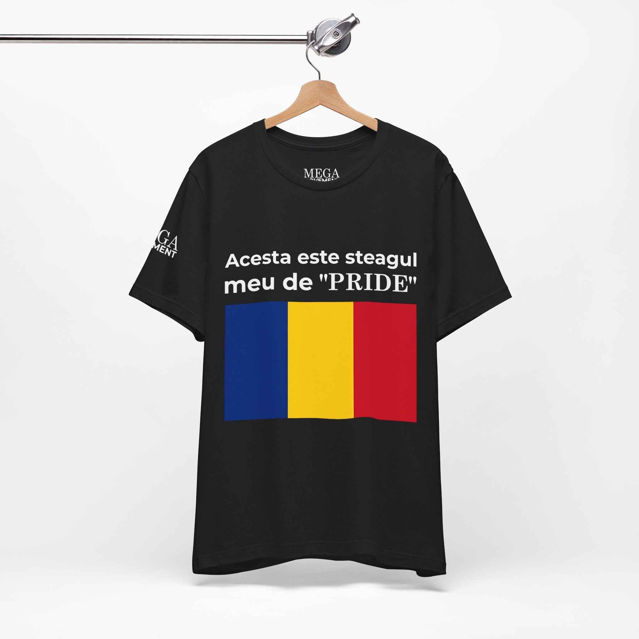 Romania Pride Flag Unisex Tee, Black Short Sleeve Shirt, Comfortable Casual Wear