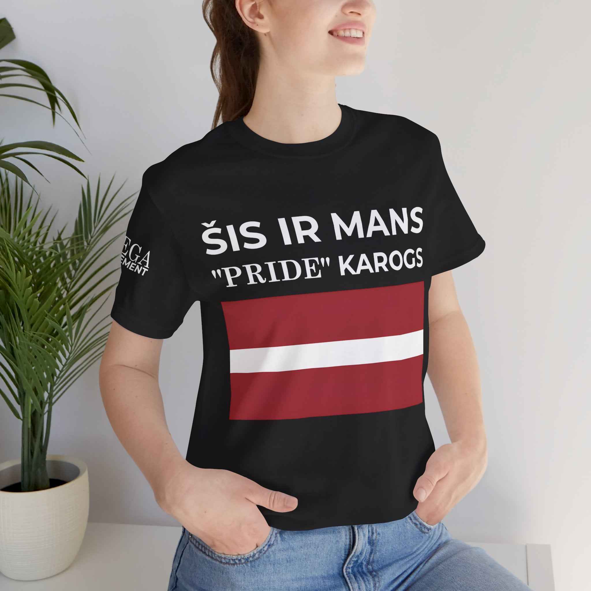 Latvia Pride Flag Unisex Tee, Patriotic Apparel, Pride T-Shirt, Statement Tee, Festival Wear, Gift for Allies, Black Short Sleeve Shirt
