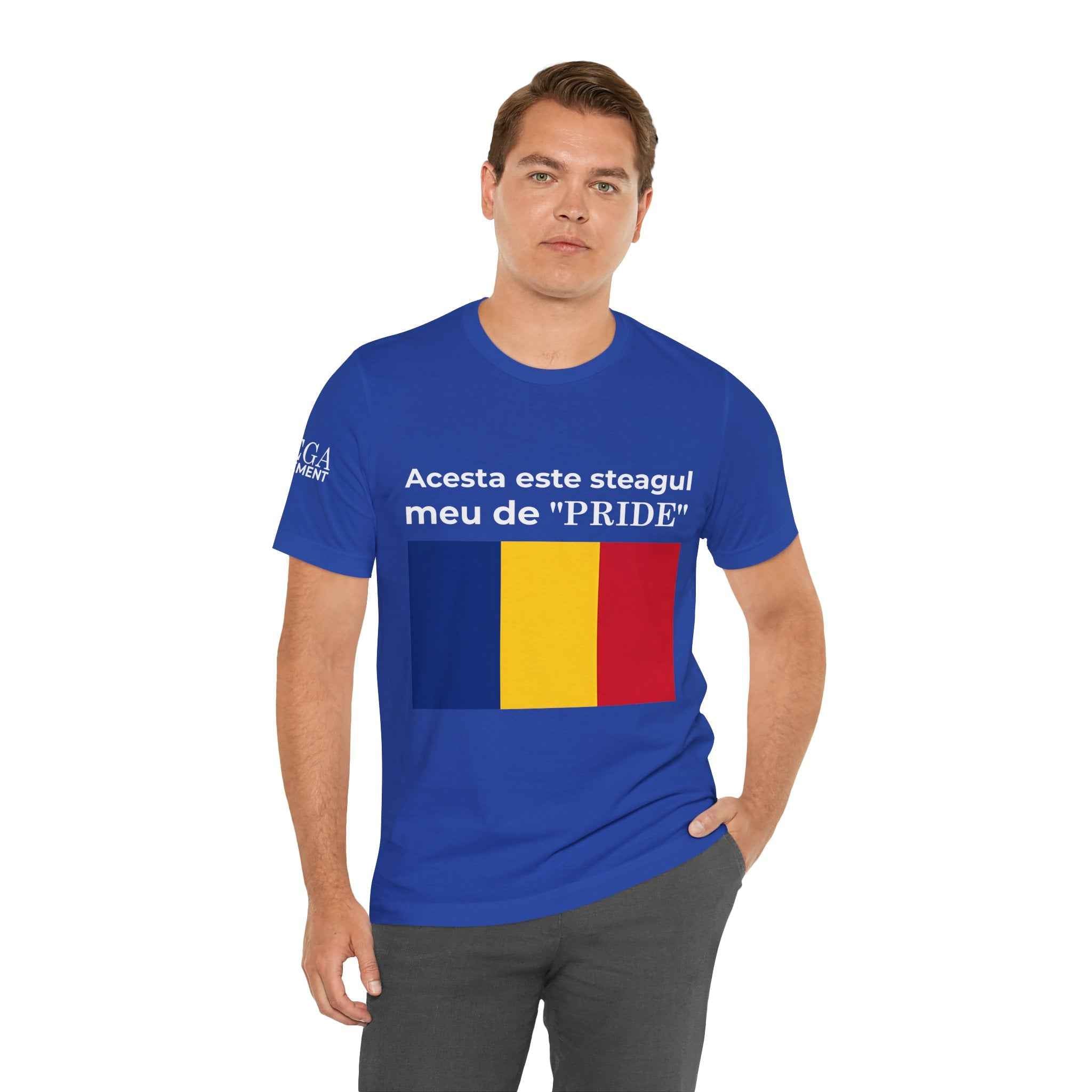 Romania Pride Flag Unisex Tee, Black Short Sleeve Shirt, Comfortable Casual Wear