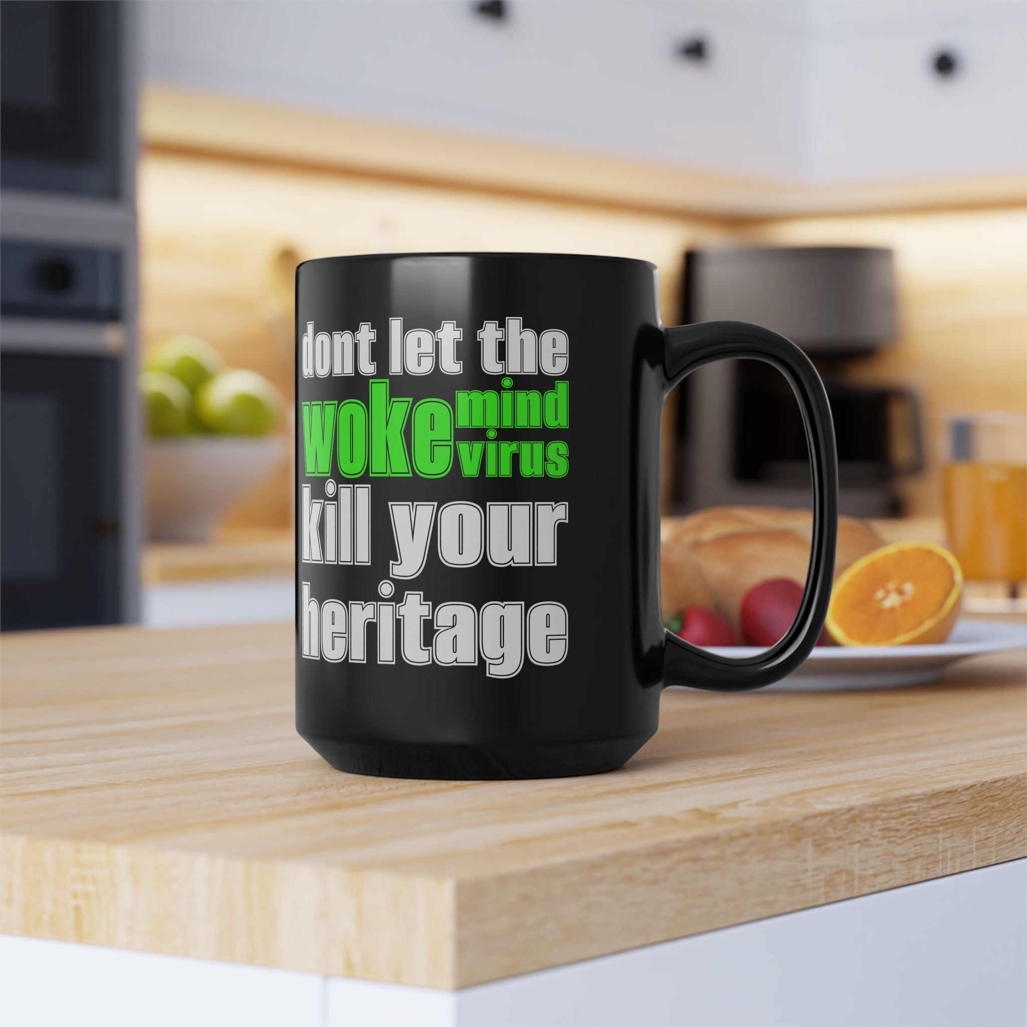 Woke Mind Virus Black Mug, 15oz | Funny Gift, Political Humor Cup, Coffee Lover's Mug, Anti-Woke Merchandise, Heritage Reminder - Mega Movement