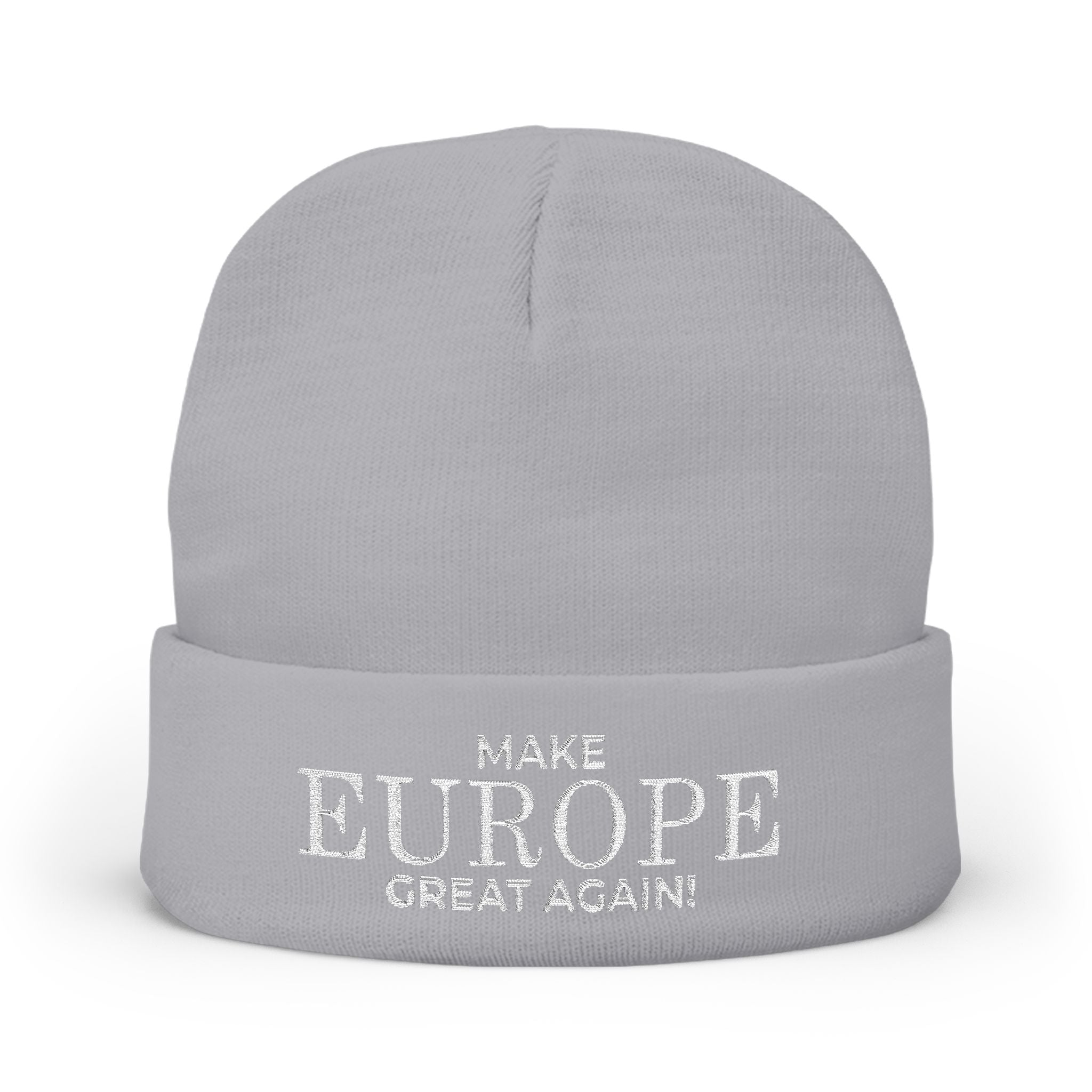 Stylish Knit Beanie - 'Make Europe Great Again' | Embroidered Cap for Winter Fashion, Gifting, Casual Wear, Travel, Trendy Accessories - Mega Movement