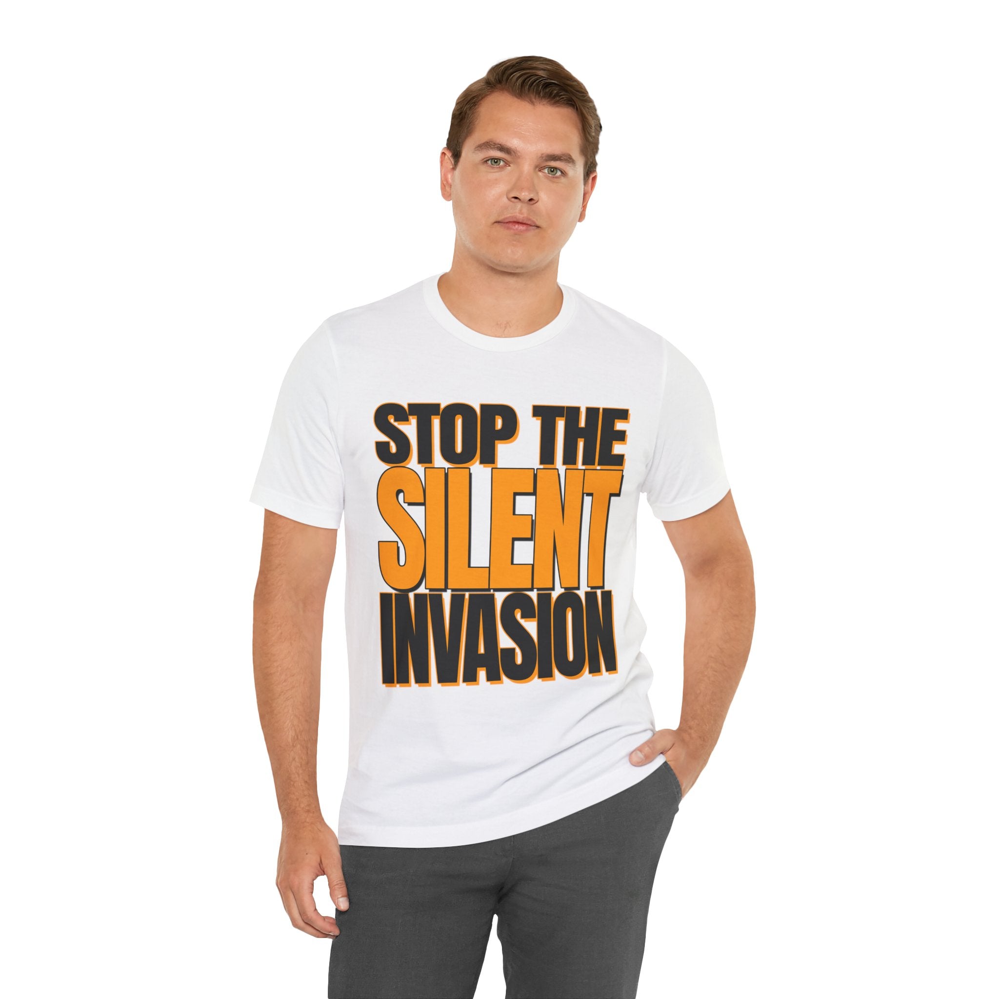Stop the Silent Invasion Unisex Tee, Awareness Tee, Casual Wear, Protest Shirt, Gift for Activists, Modern Graphic Tee - Mega Movement