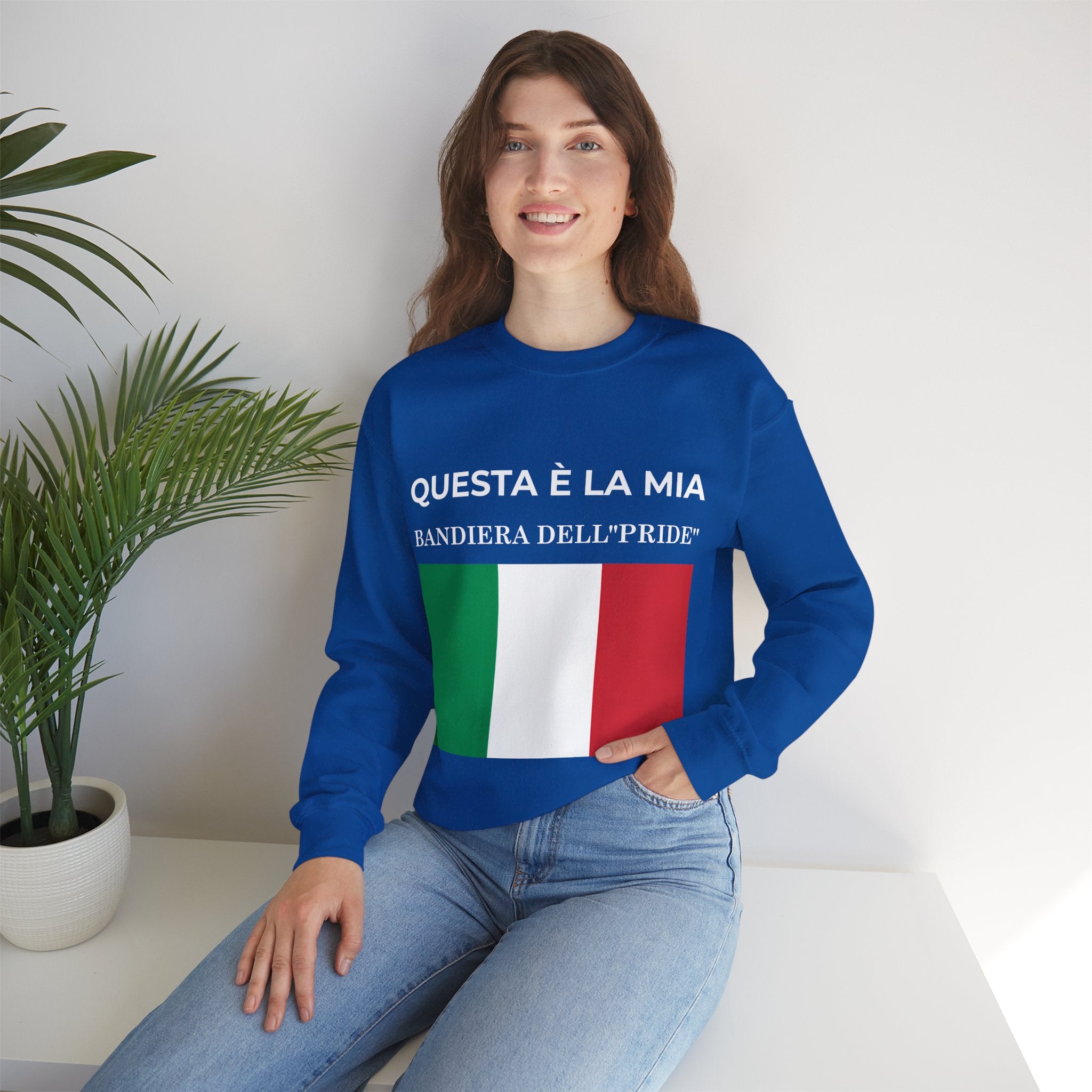 Italian Pride Flag Crewneck Sweatshirt, Comfortable Unisex Sweatshirt, Italian Pride Gift, Casual Everyday Wear - Mega Movement