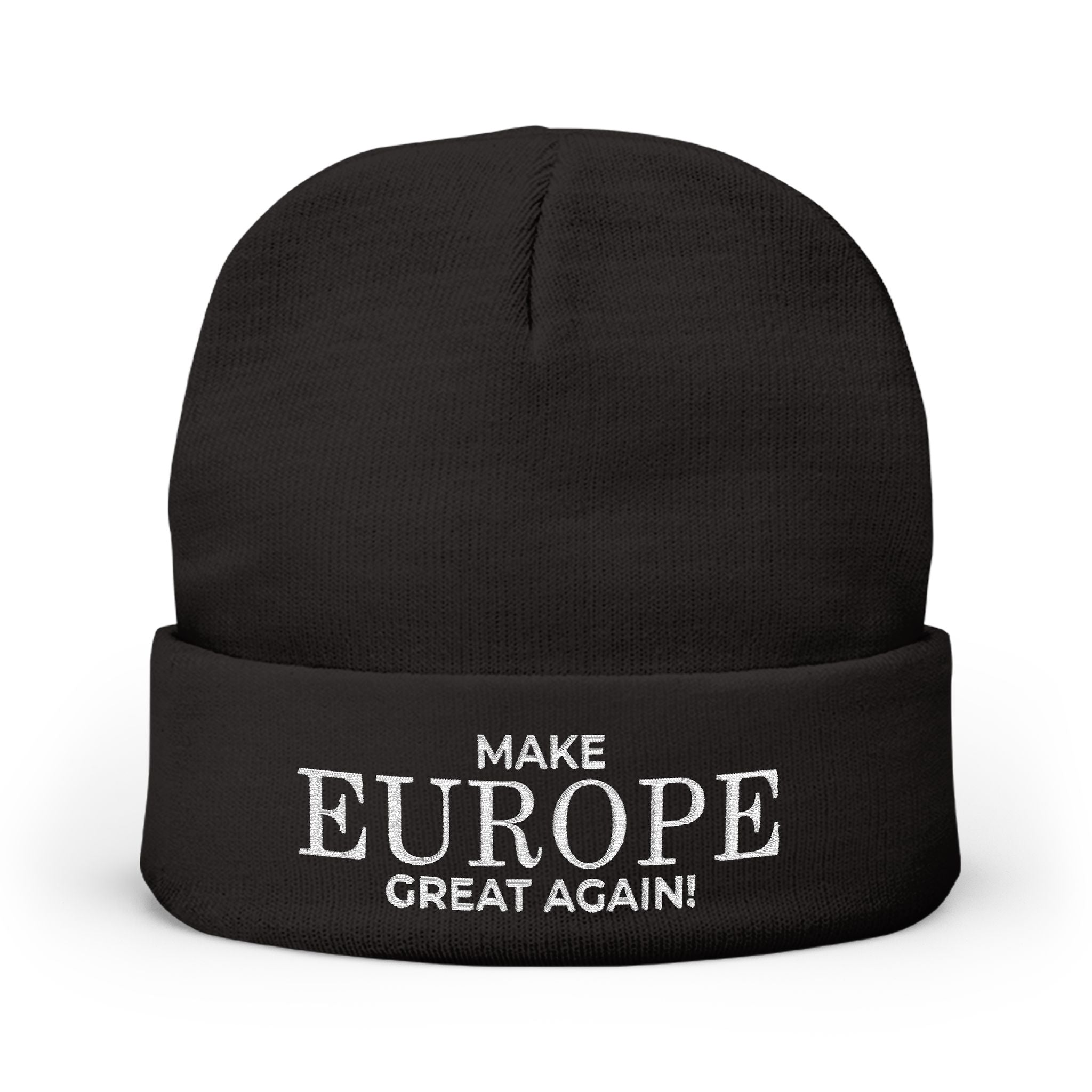 Stylish Knit Beanie - 'Make Europe Great Again' | Embroidered Cap for Winter Fashion, Gifting, Casual Wear, Travel, Trendy Accessories - Mega Movement