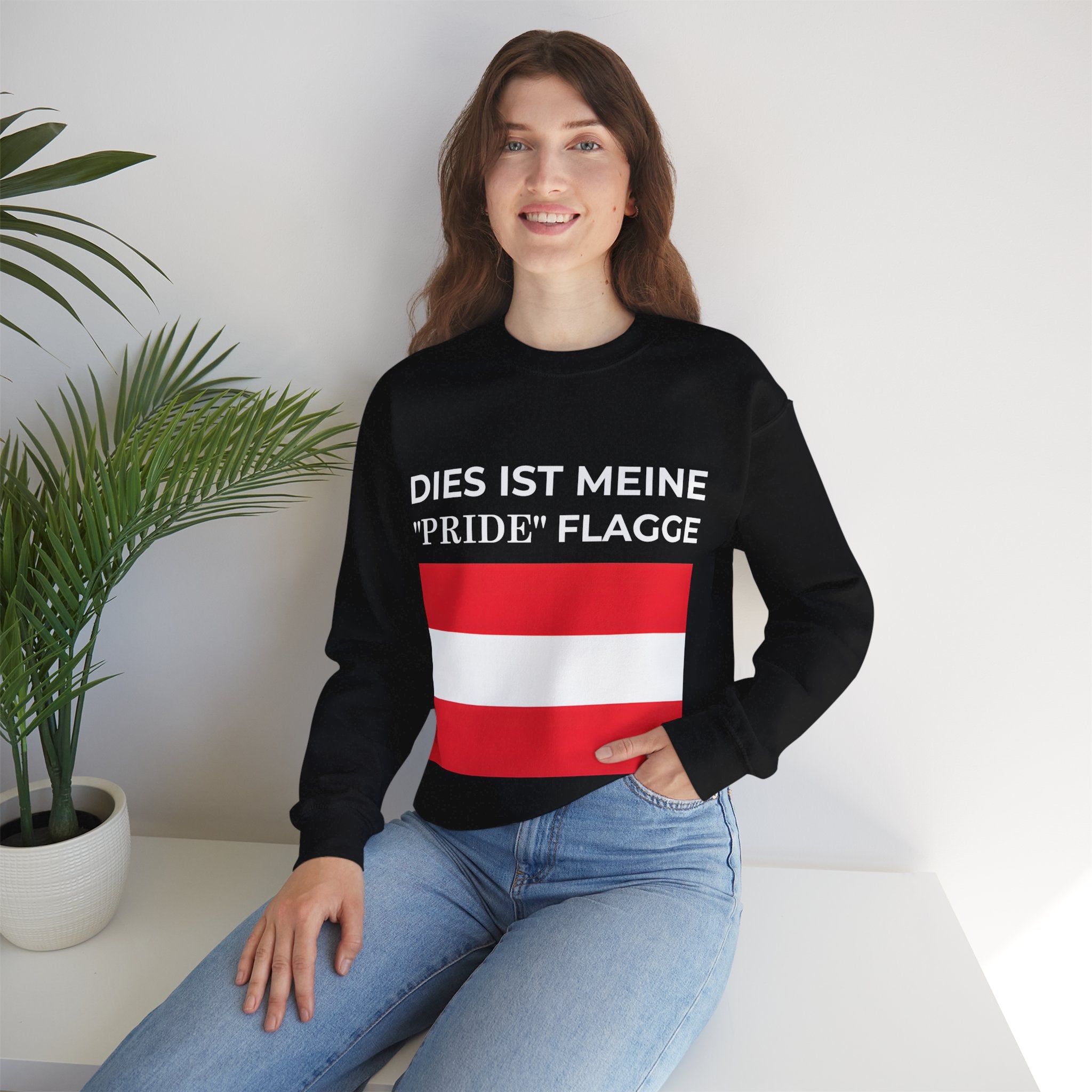 Austrian Pride Flag Crewneck Sweatshirt - Unisex Heavy Blend, Casual Clothing, Statement Sweatshirt - Mega Movement