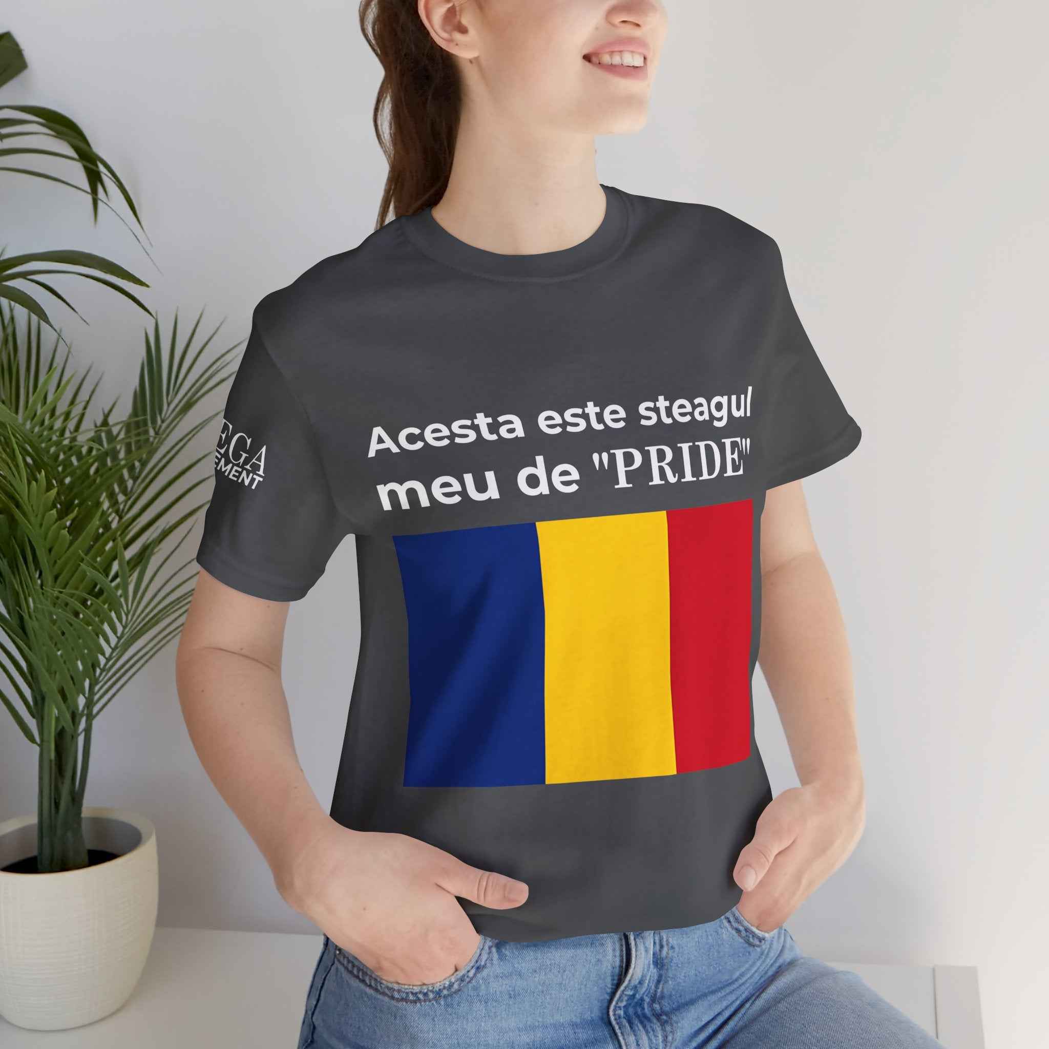 Romania Pride Flag Unisex Tee, Black Short Sleeve Shirt, Comfortable Casual Wear