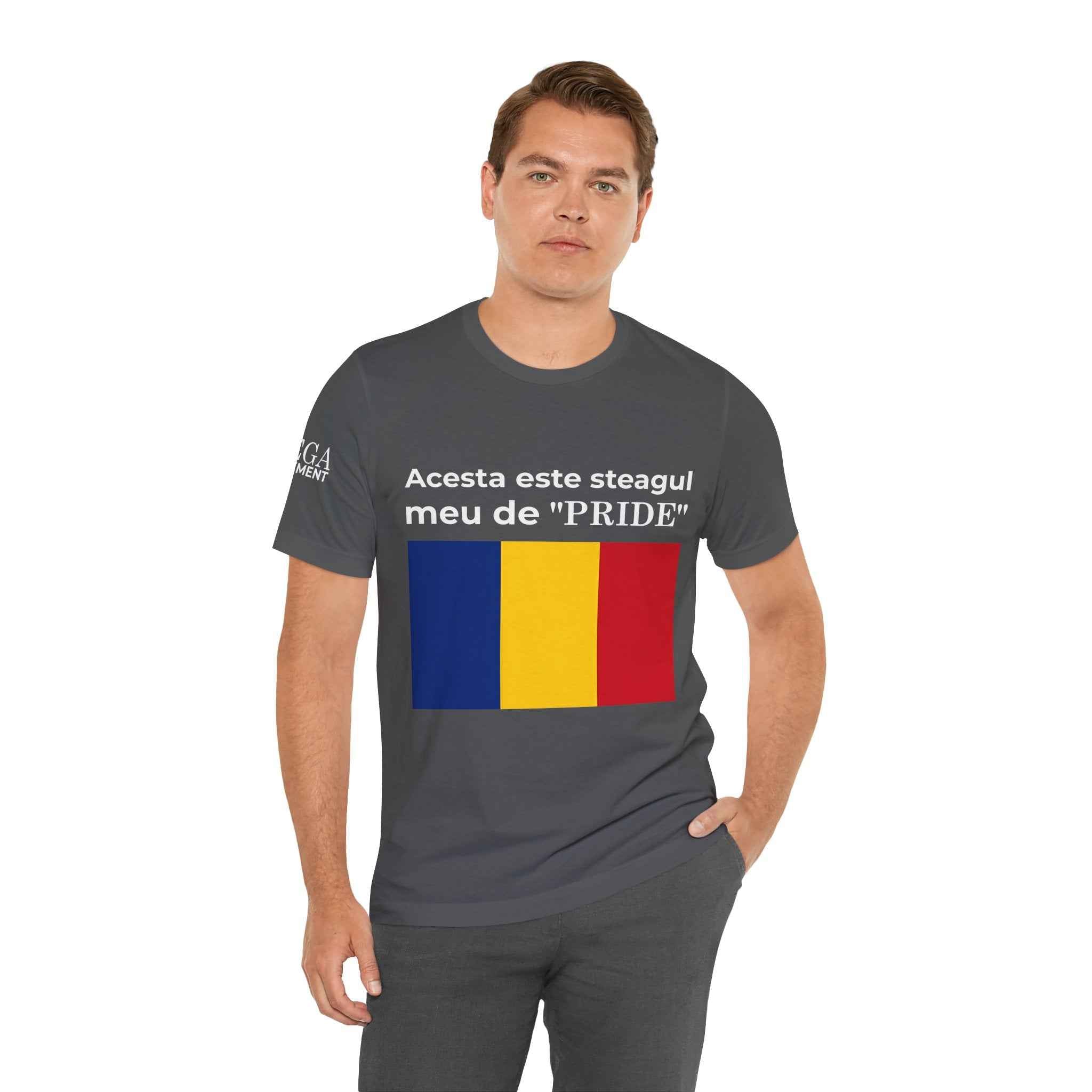 Romania Pride Flag Unisex Tee, Black Short Sleeve Shirt, Comfortable Casual Wear