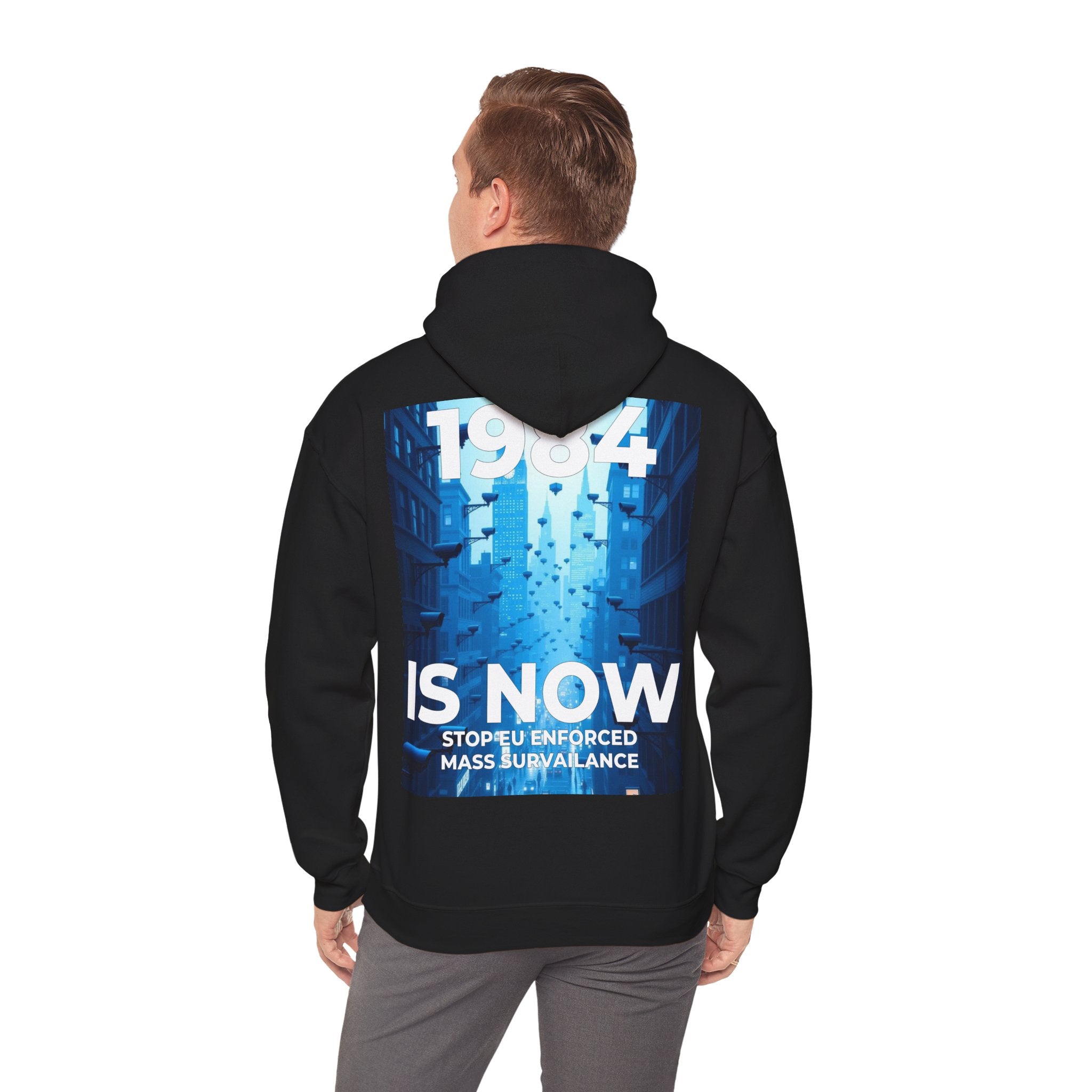Mega Movement 1984 IS Now Unisex Heavy Blend Hoodie | Cozy Streetwear for Activists, Ideal for Gifts, Protest Wear, Casual Style, Comfy Fashion - Mega Movement