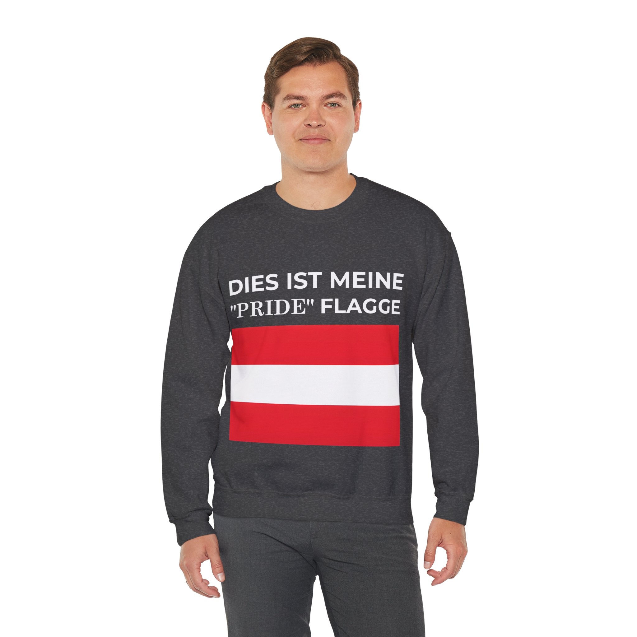 Austrian Pride Flag Crewneck Sweatshirt - Unisex Heavy Blend, Casual Clothing, Statement Sweatshirt - Mega Movement