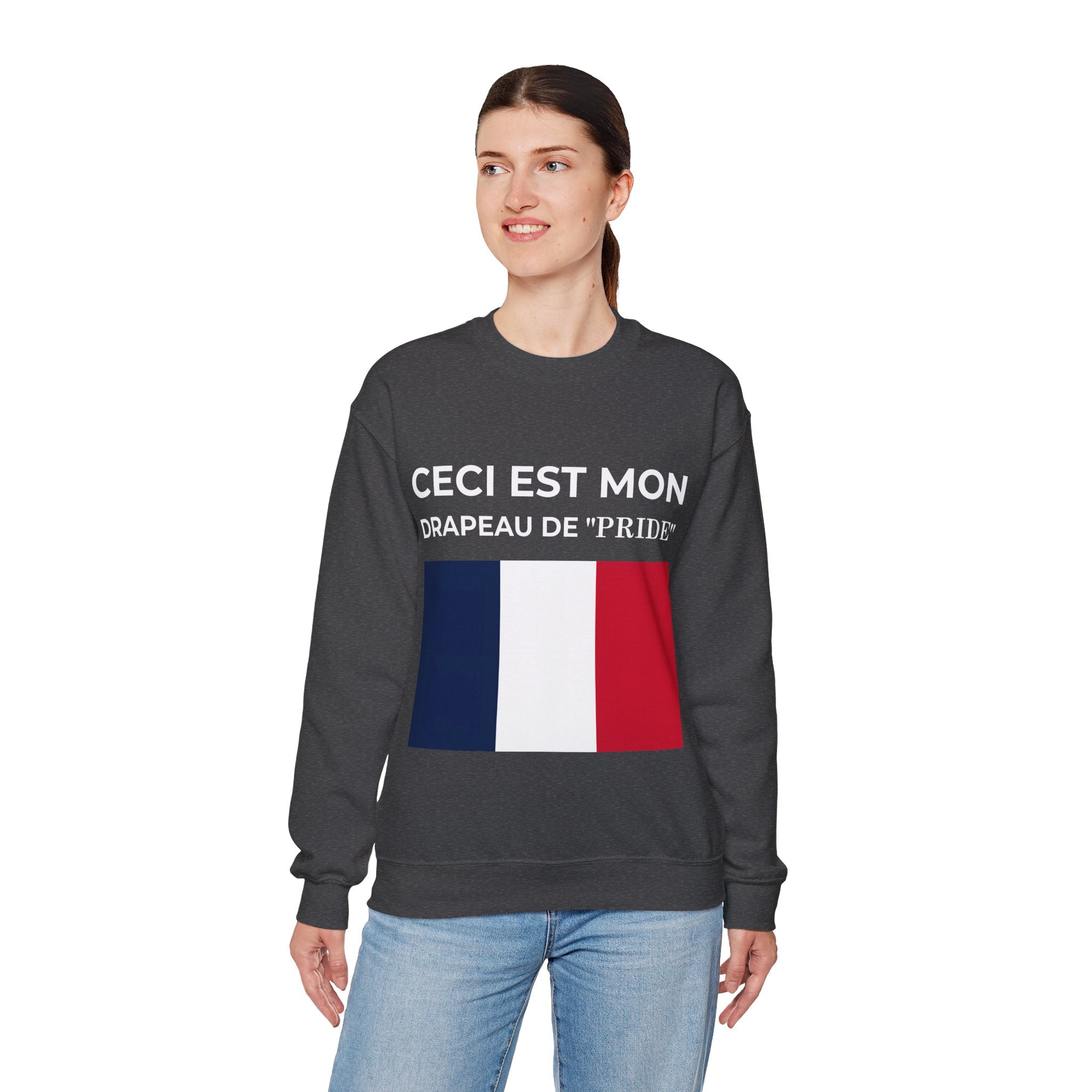 French Pride Flag Crewneck Sweatshirt - Unisex Heavy Blend™ Sweatshirt, Comfortable Casual Wear - Mega Movement
