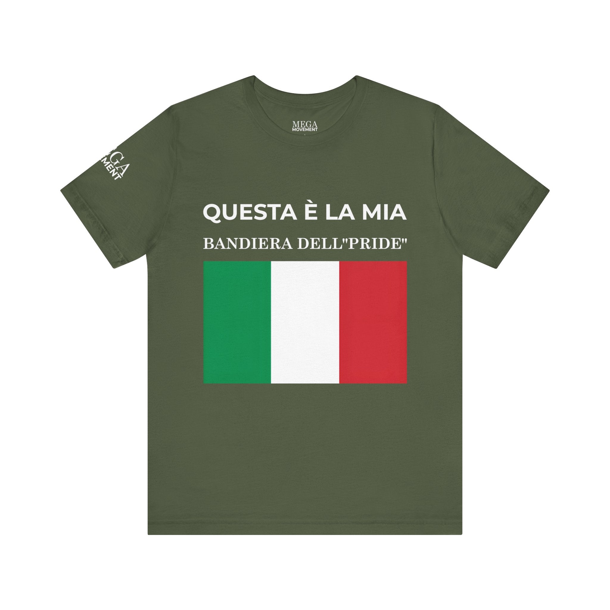 Italian Pride Flag Tee, Unisex Short Sleeve Shirt for Patriots, Patriot Apparel, Casual Wear, Gift Idea - Mega Movement