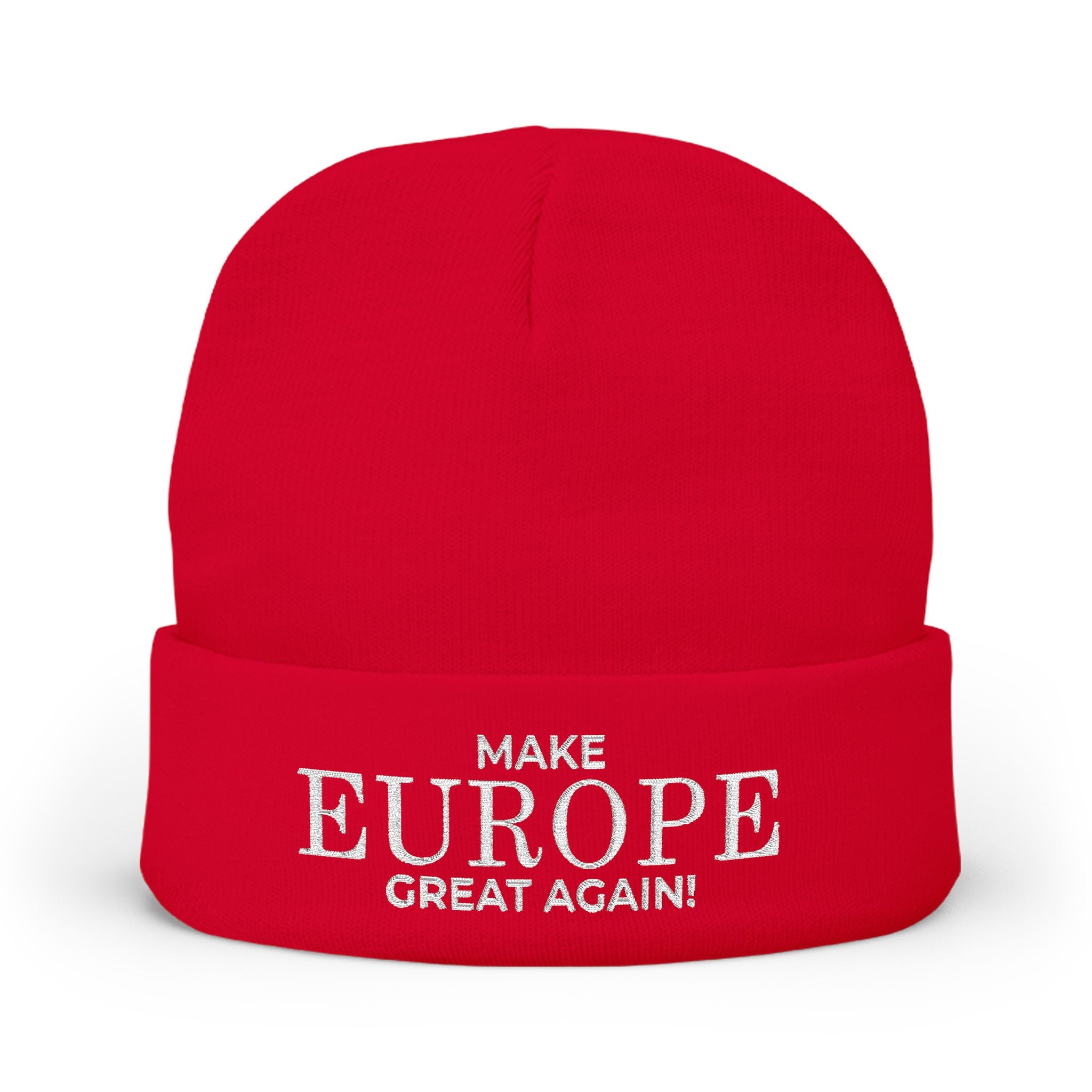 Stylish Knit Beanie - 'Make Europe Great Again' | Embroidered Cap for Winter Fashion, Gifting, Casual Wear, Travel, Trendy Accessories - Mega Movement