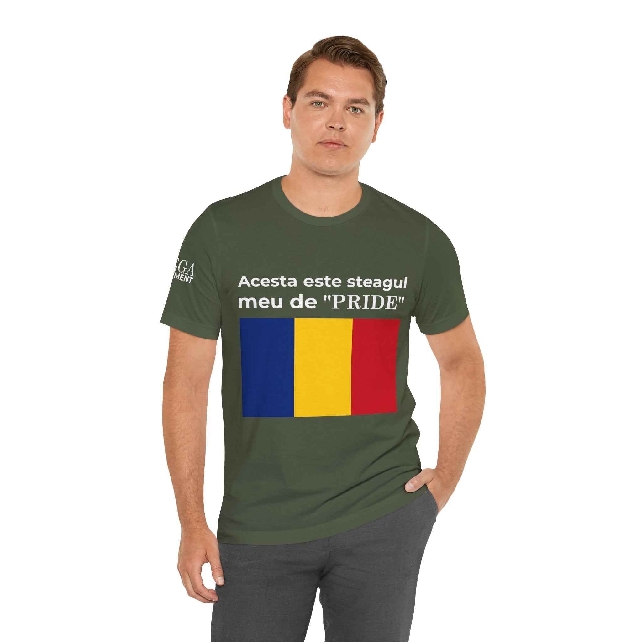 Romania Pride Flag Unisex Tee, Black Short Sleeve Shirt, Comfortable Casual Wear