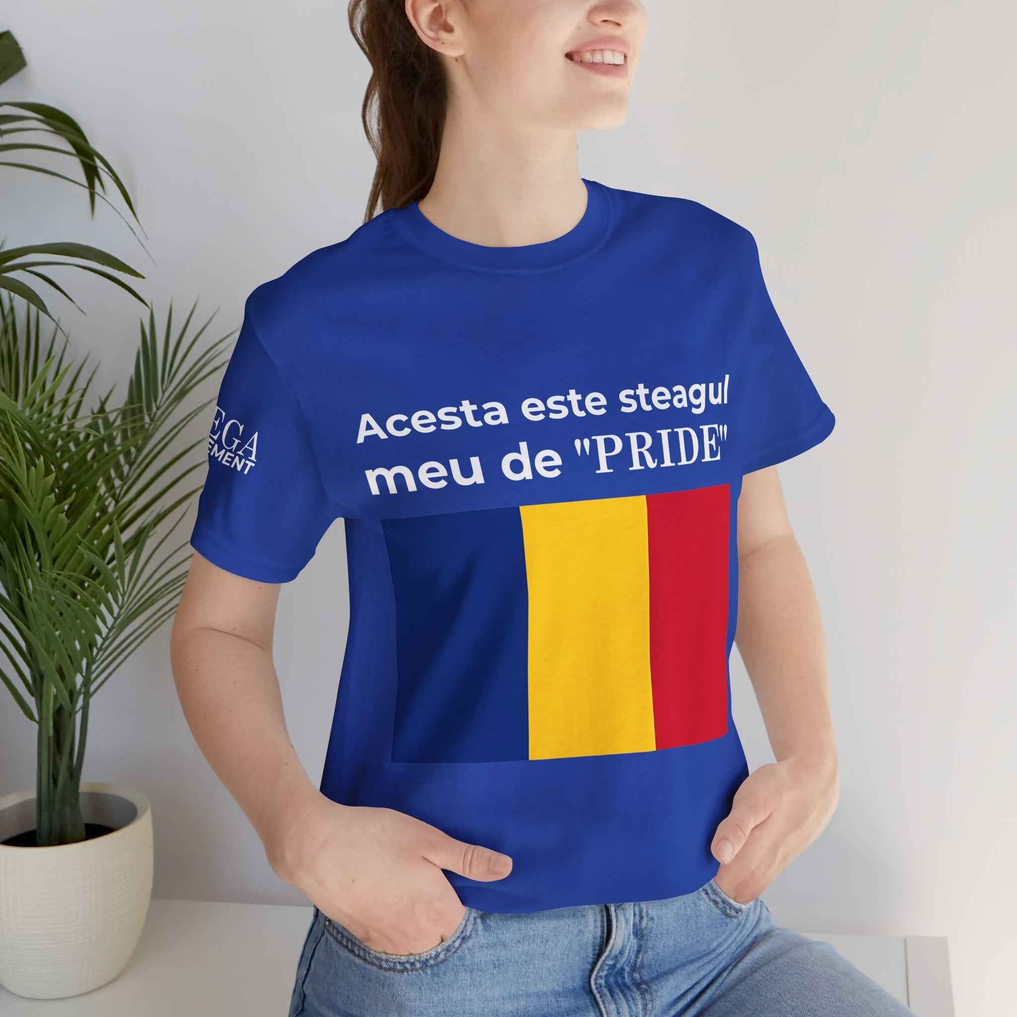 Romania Pride Flag Unisex Tee, Black Short Sleeve Shirt, Comfortable Casual Wear