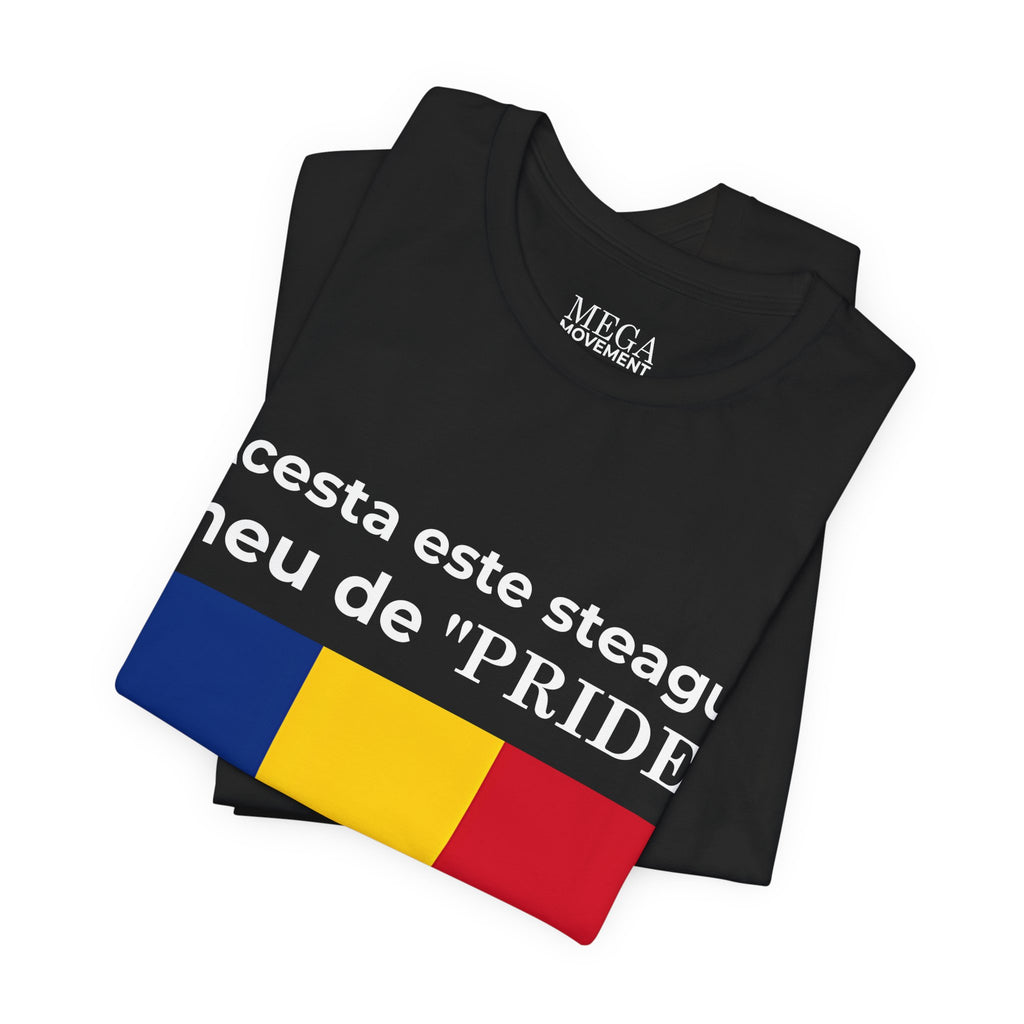 Romania Pride Flag Unisex Tee, Black Short Sleeve Shirt, Comfortable Casual Wear - Mega Movement