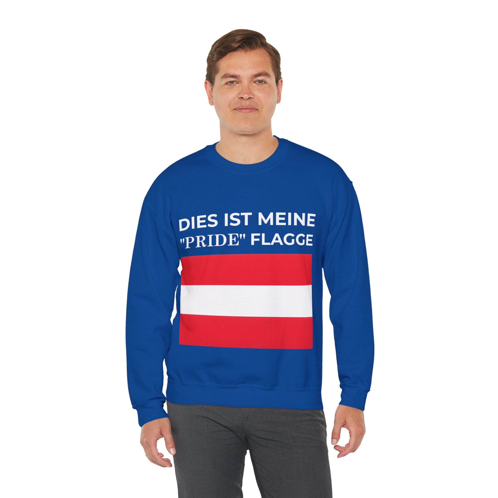 Austrian Pride Flag Crewneck Sweatshirt - Unisex Heavy Blend, Casual Clothing, Statement Sweatshirt - Mega Movement