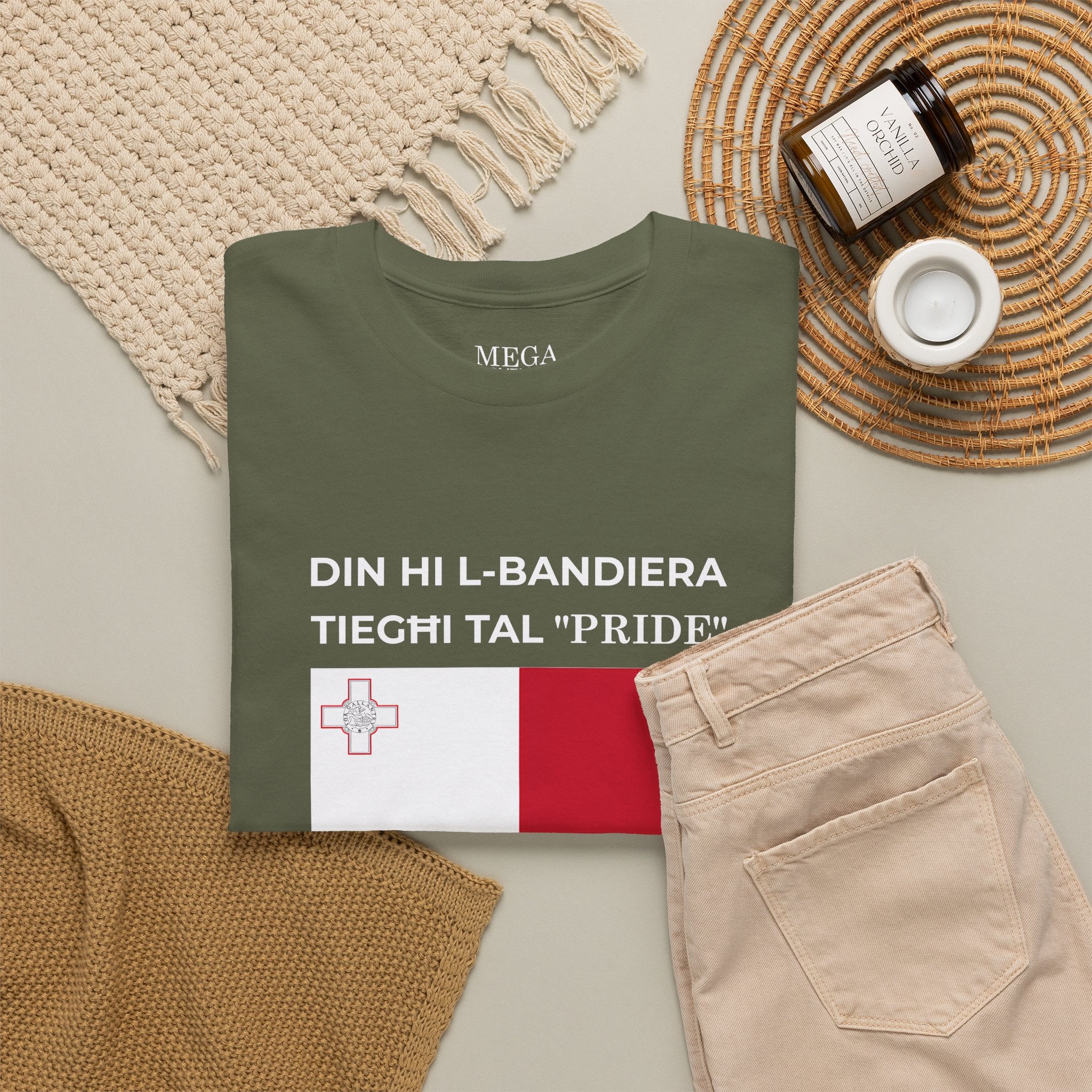 Malta Flag "Din Hi l-Bandiera Tieghi Tal 'Pride'" T-Shirt ( Small Print )