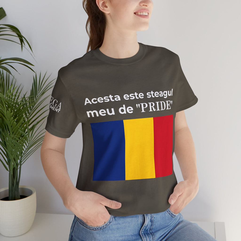Romania Pride Flag Unisex Tee, Black Short Sleeve Shirt, Comfortable Casual Wear - Mega Movement