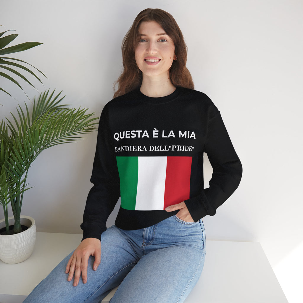 Italian Pride Flag Crewneck Sweatshirt, Comfortable Unisex Sweatshirt, Italian Pride Gift, Casual Everyday Wear - Mega Movement