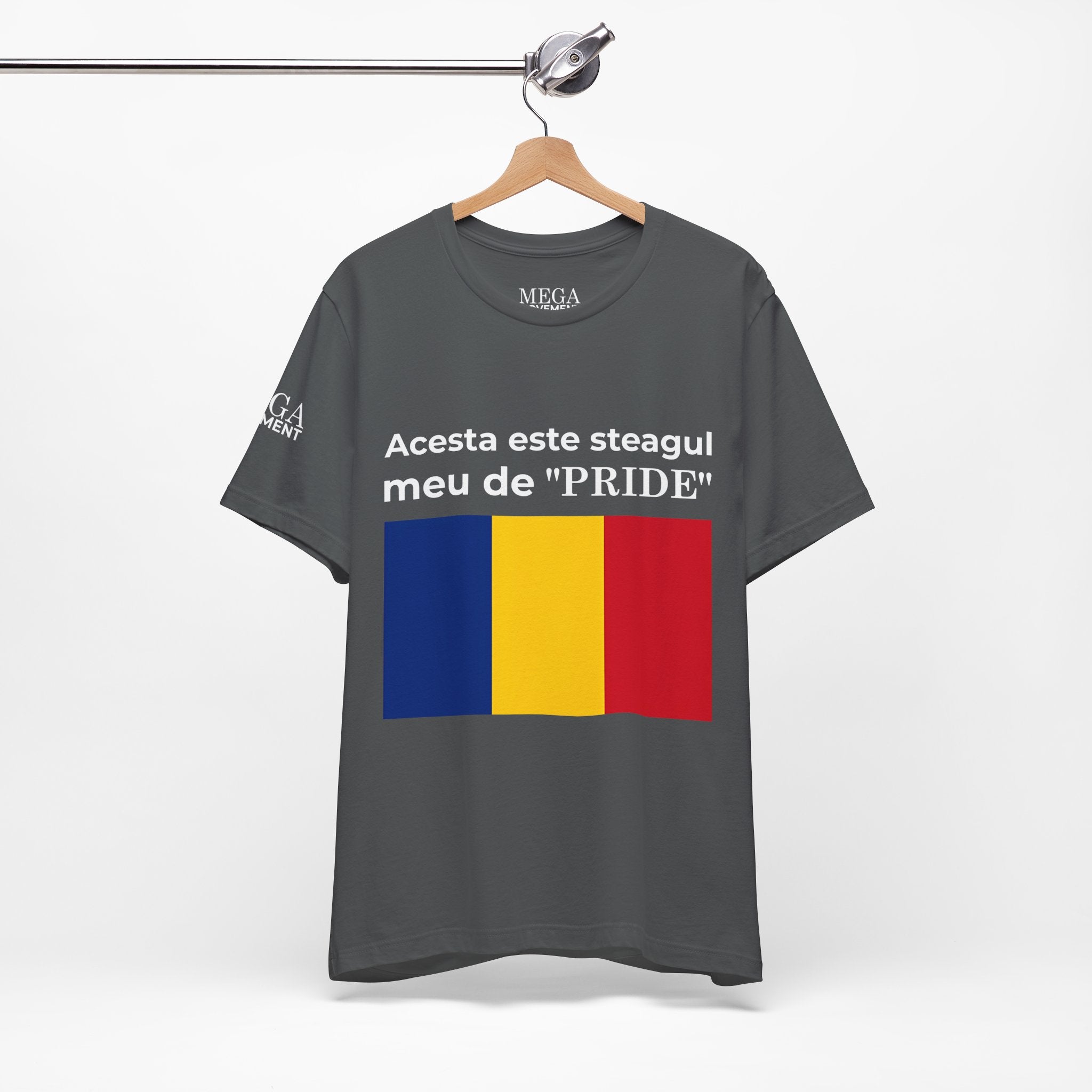 Romania Pride Flag Unisex Tee, Black Short Sleeve Shirt, Comfortable Casual Wear - Mega Movement