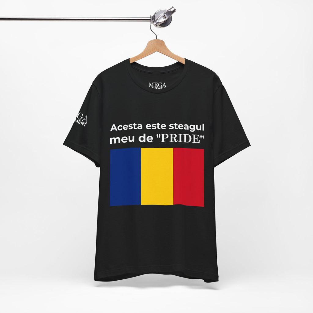 Romania Pride Flag Unisex Tee, Black Short Sleeve Shirt, Comfortable Casual Wear - Mega Movement