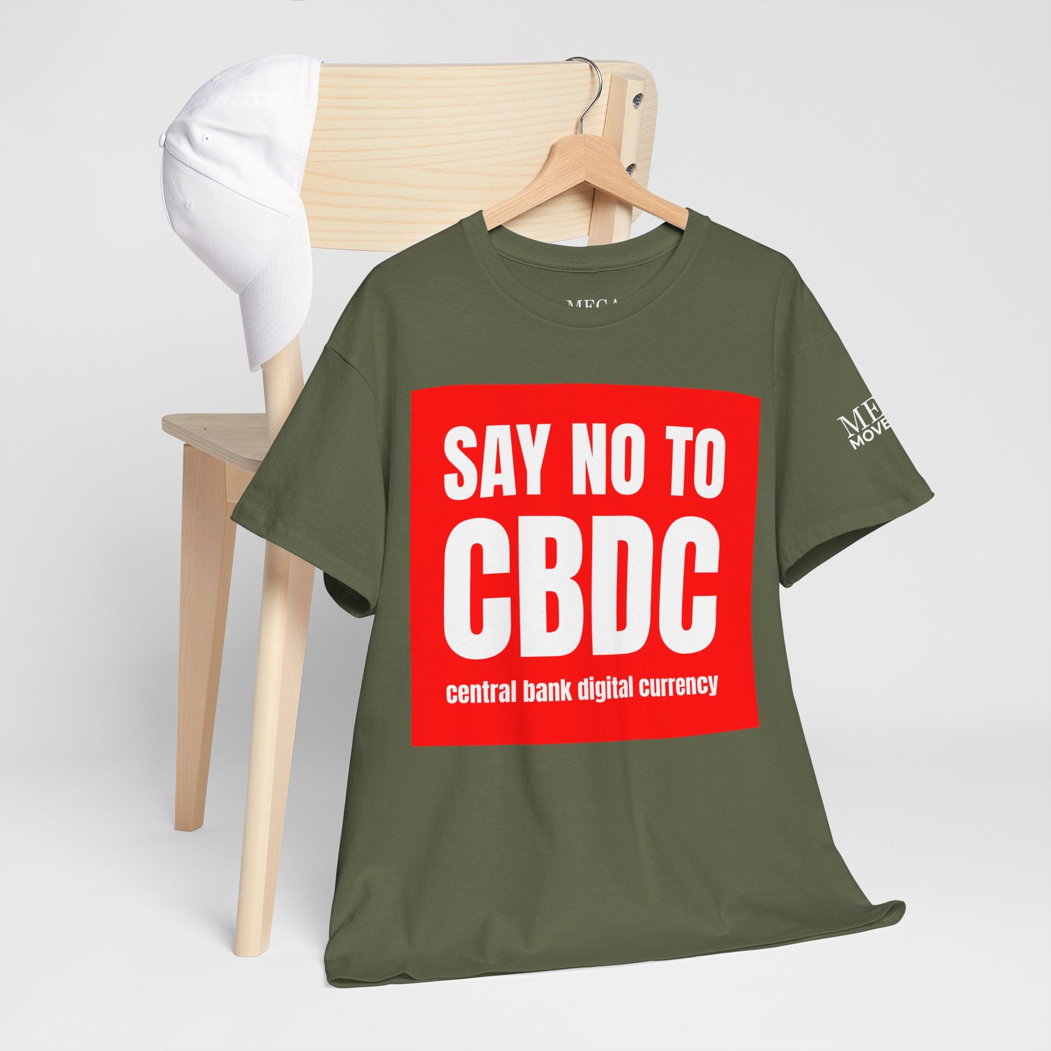 Say No to CBDC Unisex Heavy Cotton Tee | Statement Shirt, Protest Apparel, Gift for Advocates, Casual Wear, Social Commentary Tee - Mega Movement
