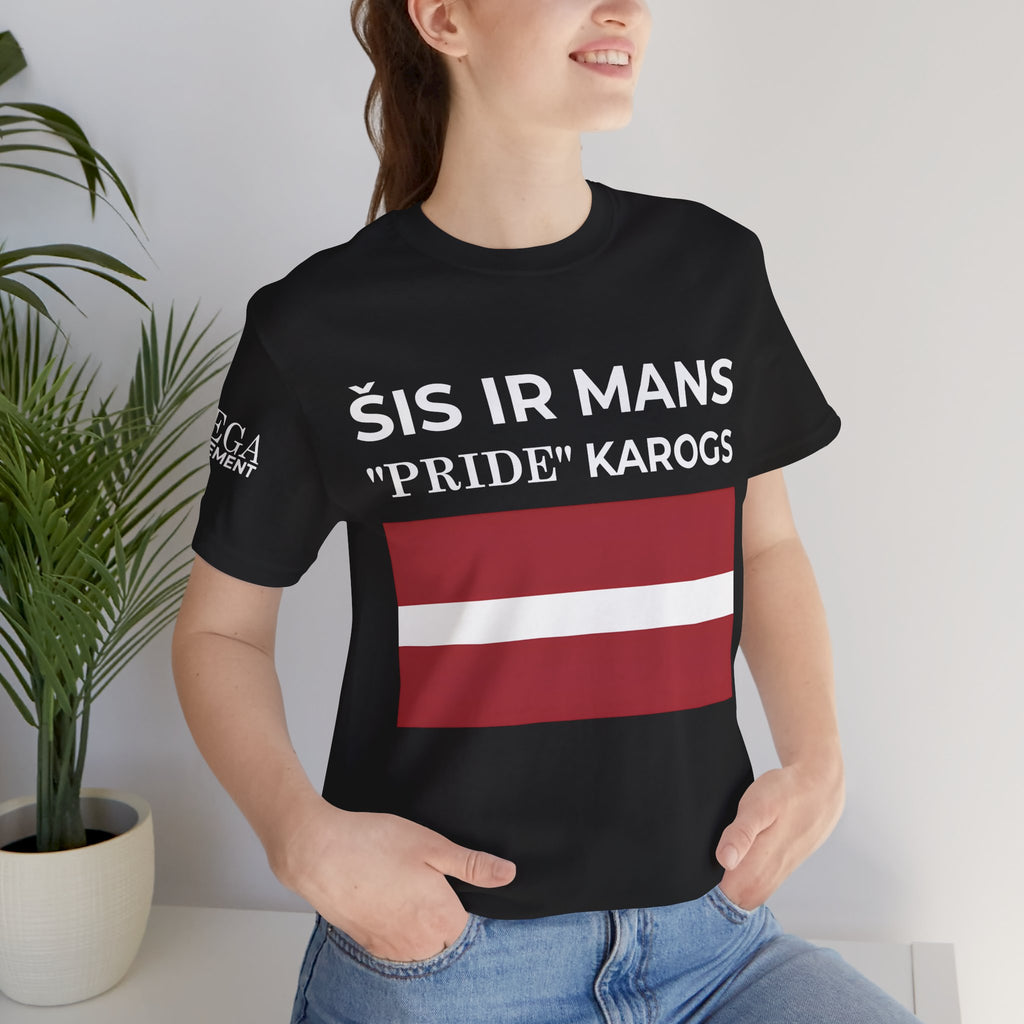 Latvia Pride Flag Unisex Tee, Patriotic Apparel, Pride T-Shirt, Statement Tee, Festival Wear, Gift for Allies, Black Short Sleeve Shirt - Mega Movement