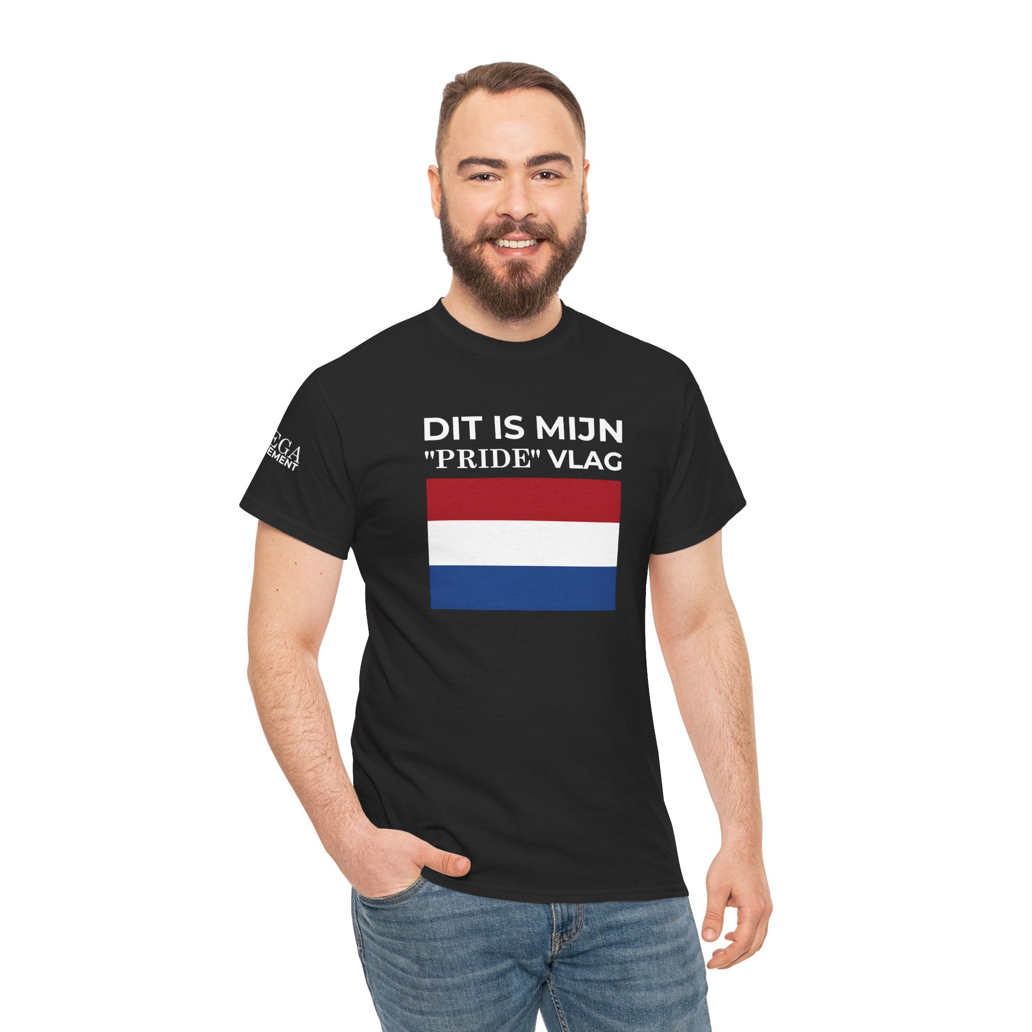 Dutch Pride Flag T-Shirt ( Small Print ) — "Dit Is Mijn 'Pride' Vlag" Cotton Tee