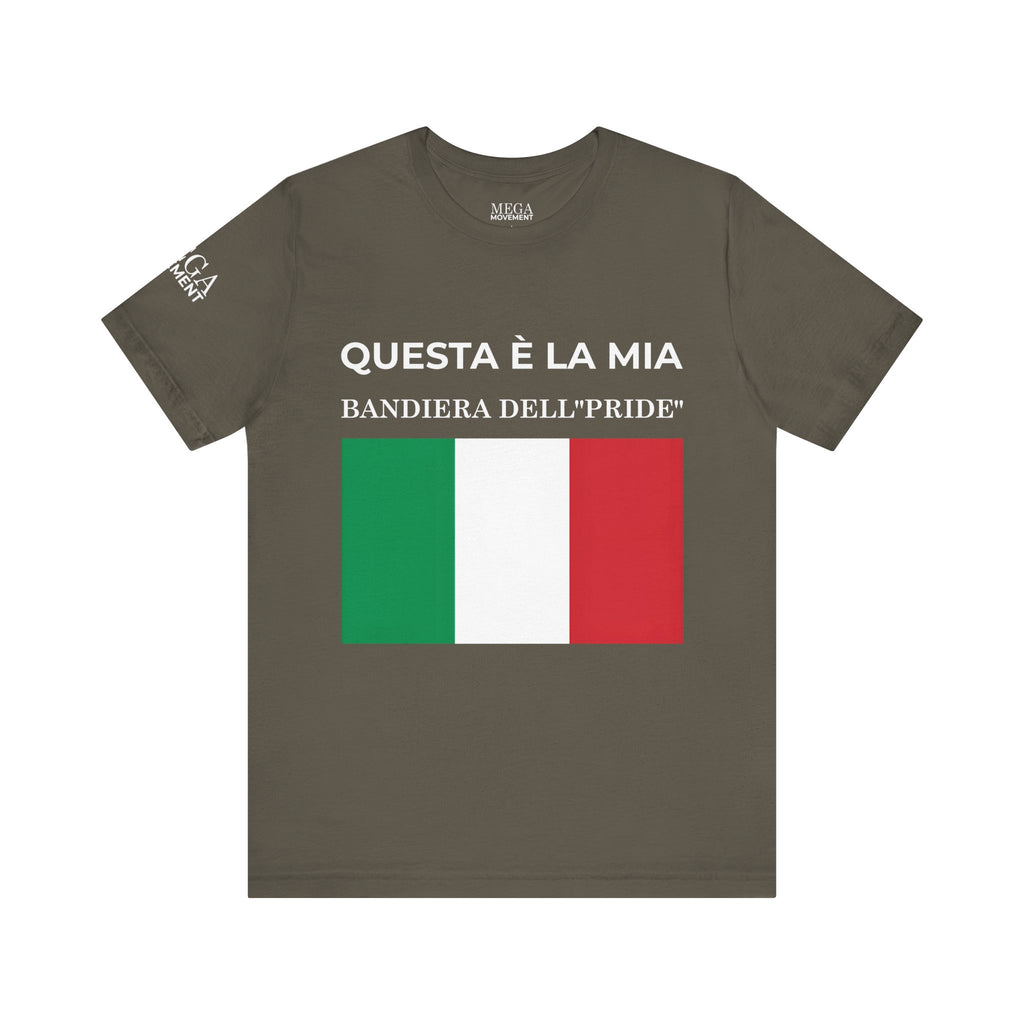 Italian Pride Flag Tee, Unisex Short Sleeve Shirt for Patriots, Patriot Apparel, Casual Wear, Gift Idea - Mega Movement