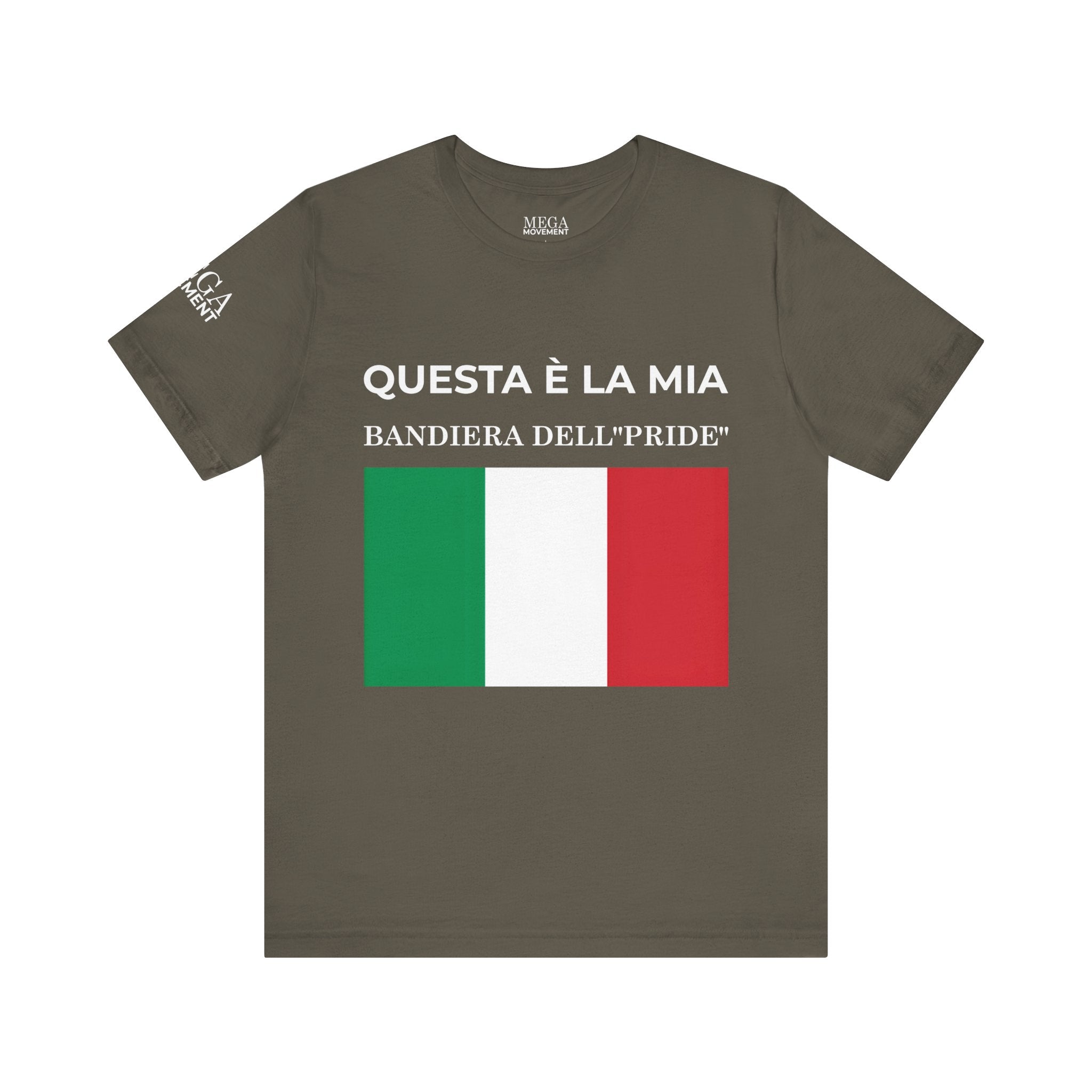 Italian Pride Flag Tee, Unisex Short Sleeve Shirt for Patriots, Patriot Apparel, Casual Wear, Gift Idea - Mega Movement