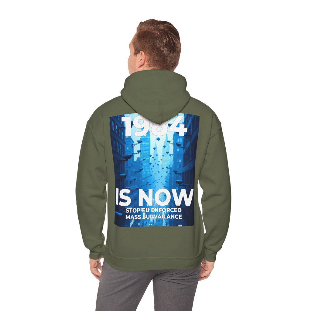 Mega Movement 1984 IS Now Unisex Heavy Blend Hoodie | Cozy Streetwear for Activists, Ideal for Gifts, Protest Wear, Casual Style, Comfy Fashion - Mega Movement