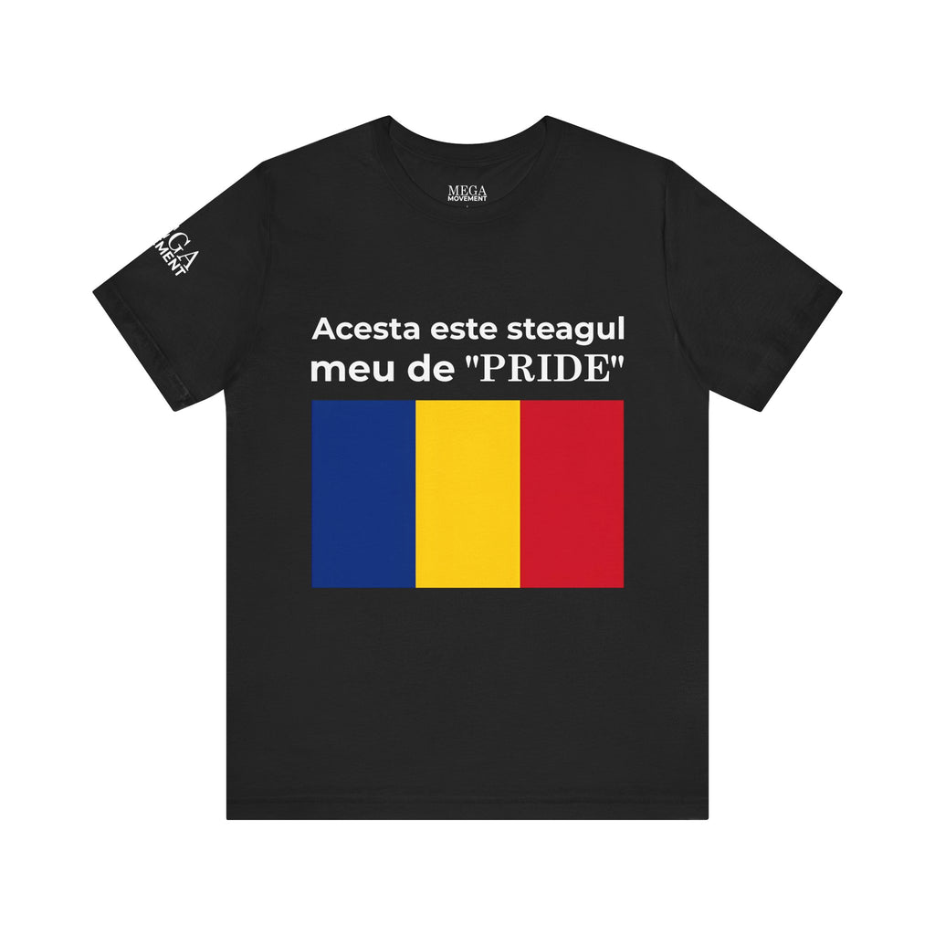 Romania Pride Flag Unisex Tee, Black Short Sleeve Shirt, Comfortable Casual Wear - Mega Movement