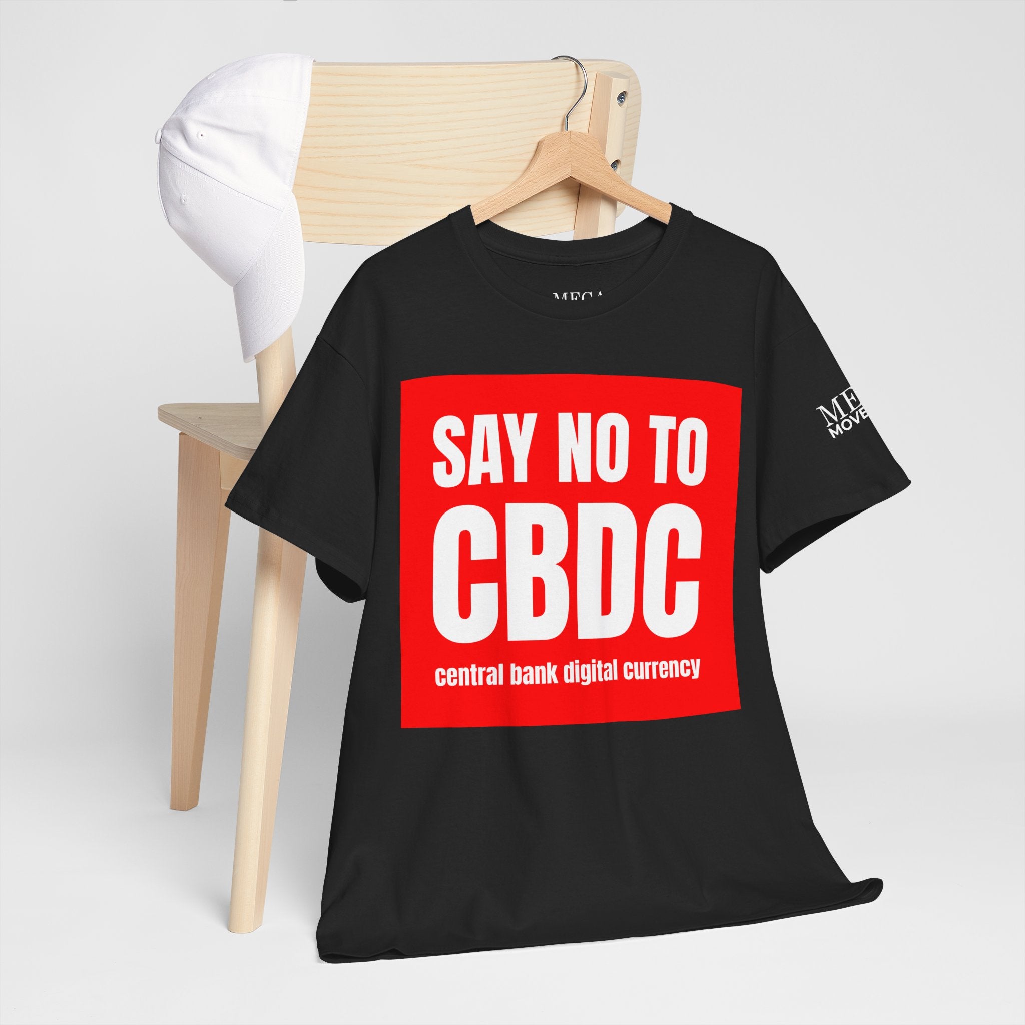 Say No to CBDC Unisex Heavy Cotton Tee | Statement Shirt, Protest Apparel, Gift for Advocates, Casual Wear, Social Commentary Tee - Mega Movement