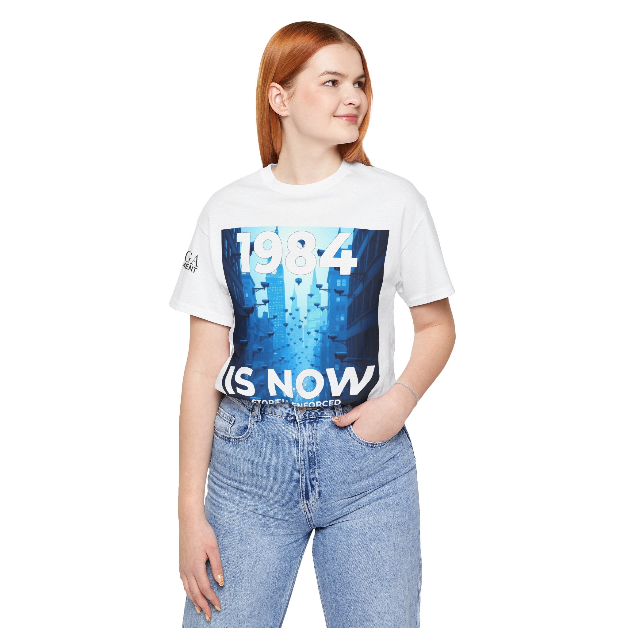 1984 Is Now Unisex Tee, Dystopian Theme Shirt, Statement Tee, Gift for Activists, Casual Everyday Wear, Comfortable Cotton T-Shirt - Mega Movement