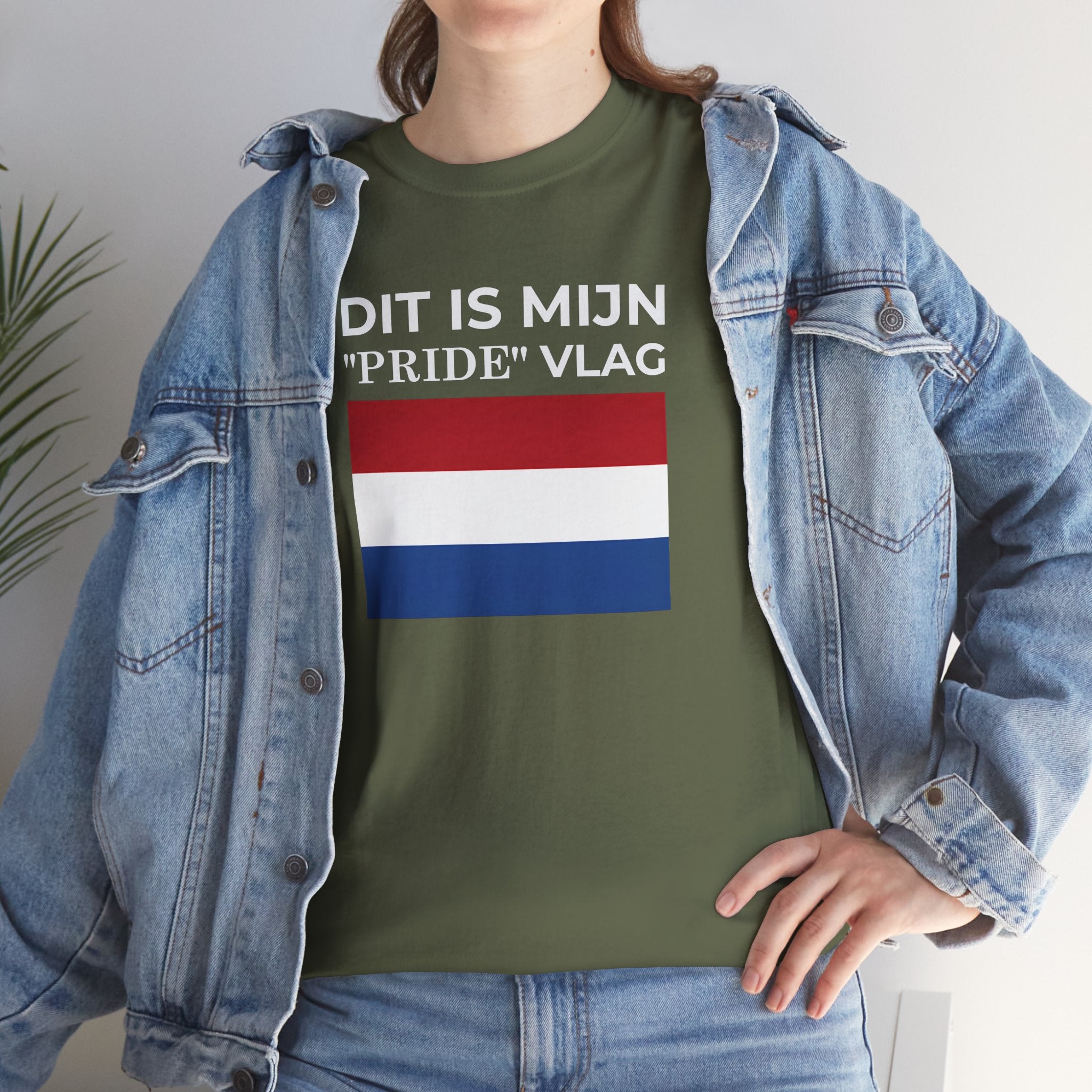 Dutch Pride Flag T-Shirt ( Small Print ) — "Dit Is Mijn 'Pride' Vlag" Cotton Tee