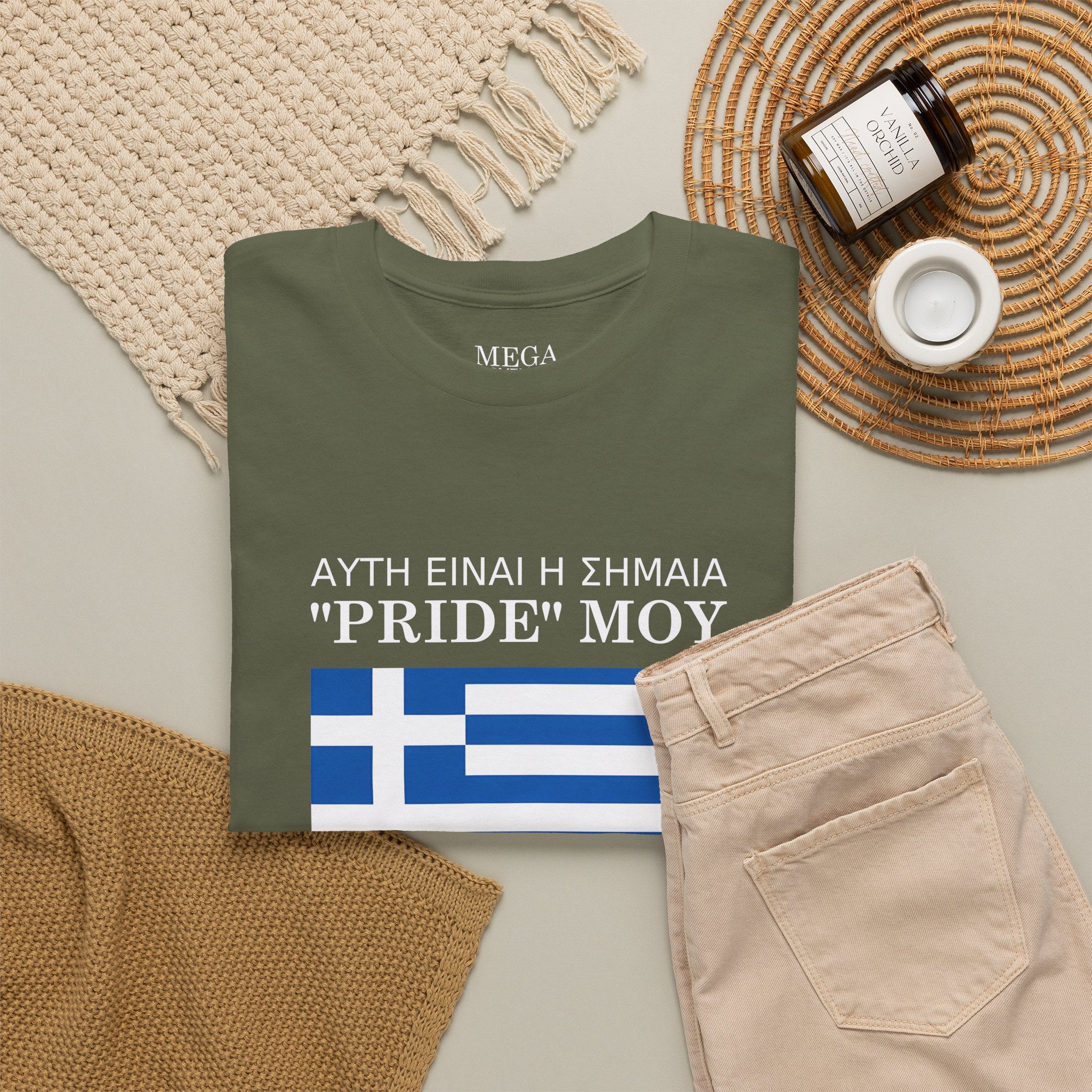 Greek Flag 'Pride Moy' Tee ( Small Print ) — Greek Heritage Pride T‑Shirt