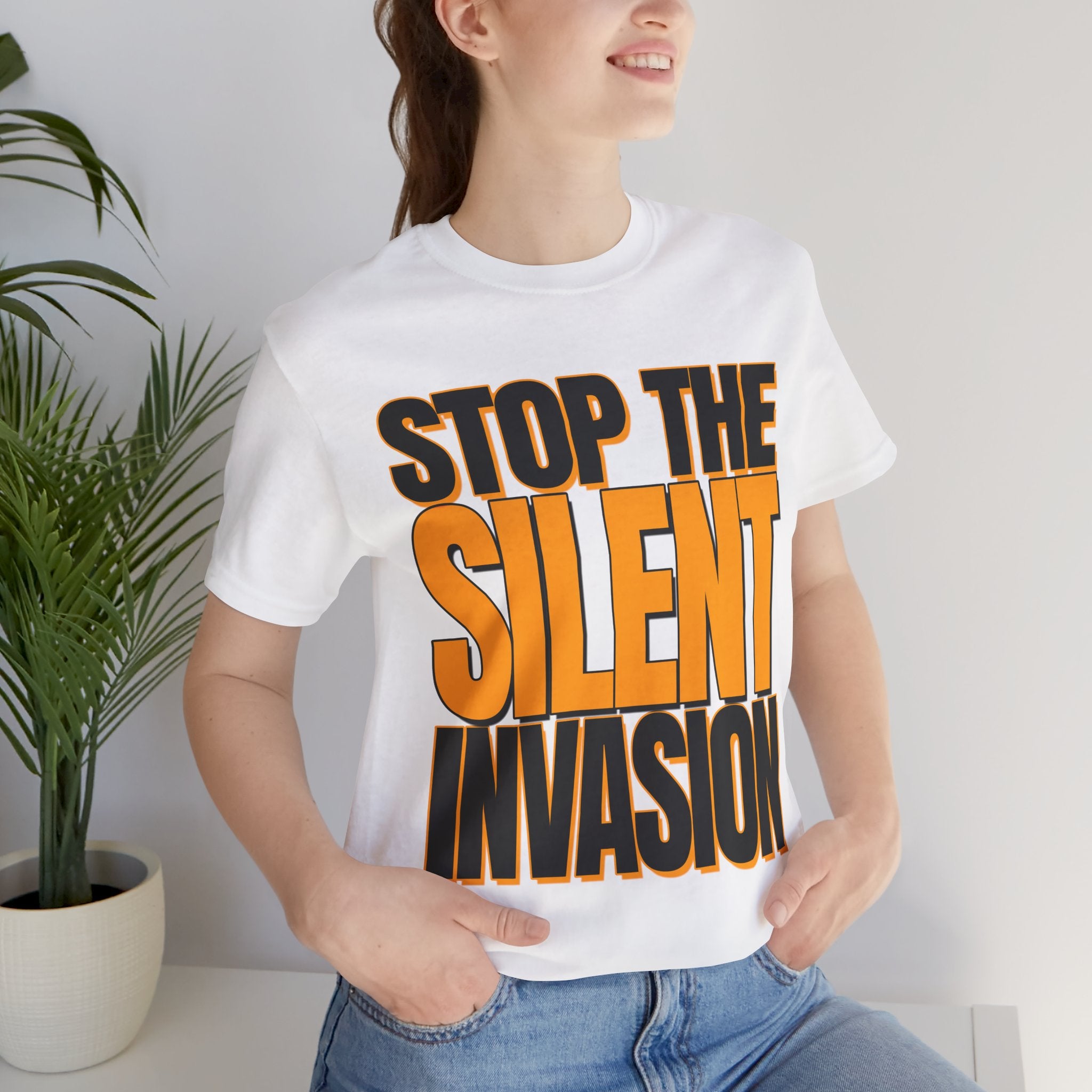 Stop the Silent Invasion Unisex Tee, Awareness Tee, Casual Wear, Protest Shirt, Gift for Activists, Modern Graphic Tee - Mega Movement