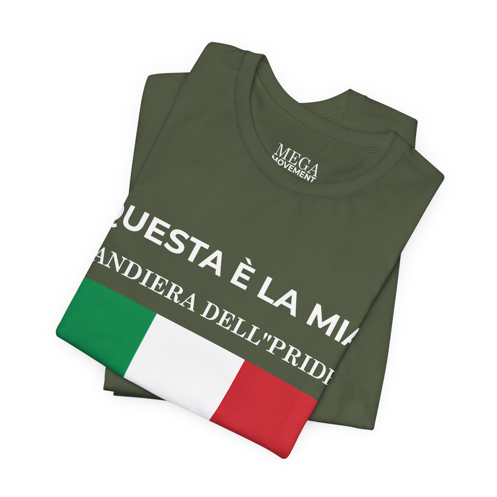Italian Pride Flag Tee, Unisex Short Sleeve Shirt for Patriots, Patriot Apparel, Casual Wear, Gift Idea - Mega Movement