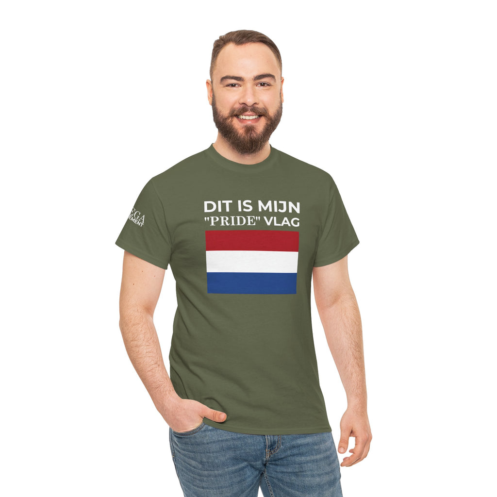 Dutch Pride Flag T-Shirt ( Small Print ) — "Dit Is Mijn 'Pride' Vlag" Cotton Tee