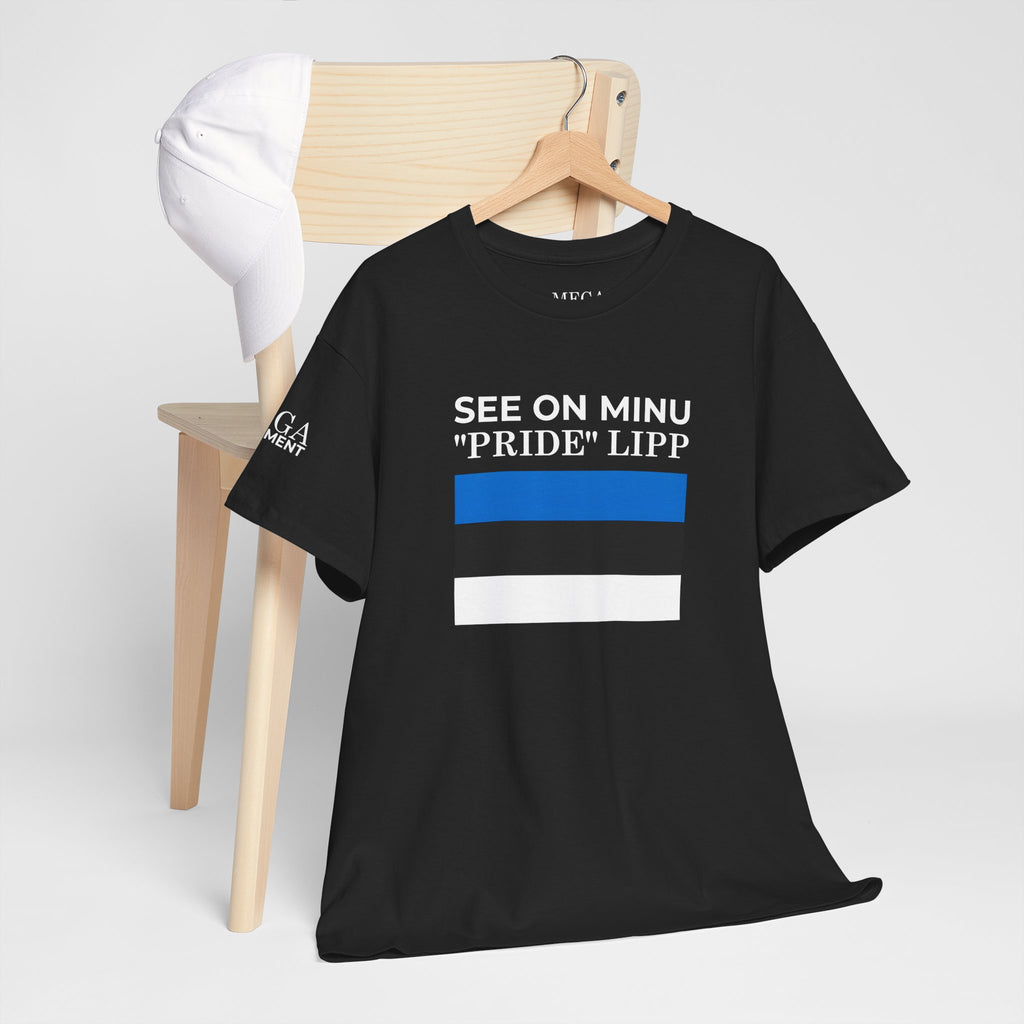 See On Minu 'Pride' Lipp T‑Shirt ( Small Print ) — Blue White Stripe Pride Tee