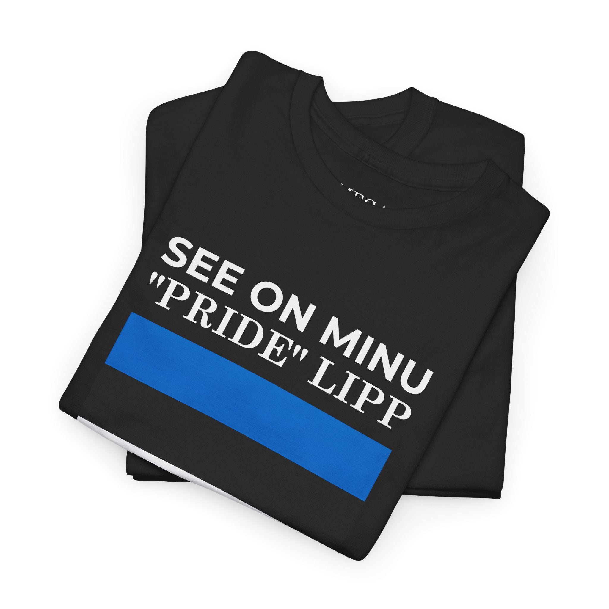 See On Minu 'Pride' Lipp T‑Shirt ( Small Print ) — Blue White Stripe Pride Tee
