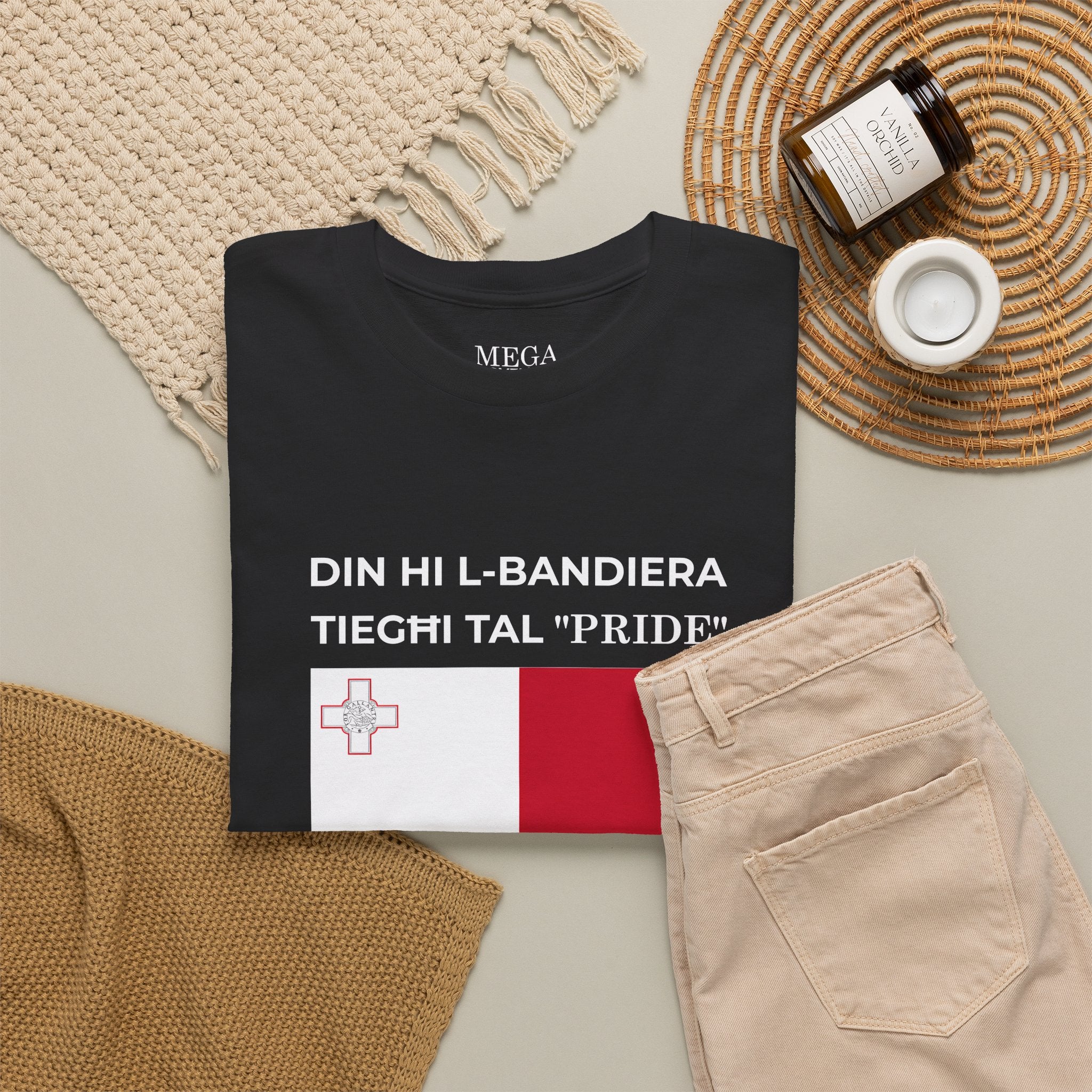 Malta Flag "Din Hi l-Bandiera Tieghi Tal 'Pride'" T-Shirt ( Small Print )
