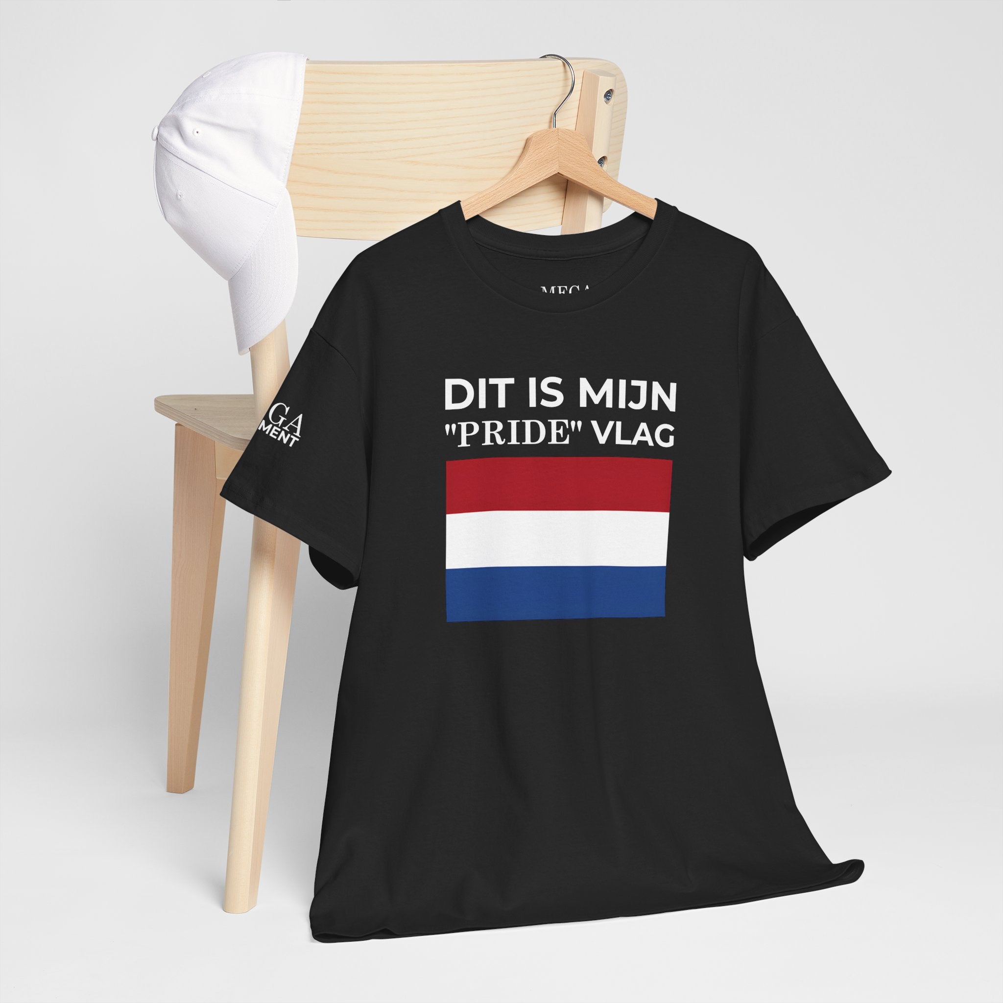 Dutch Pride Flag T-Shirt ( Small Print ) — "Dit Is Mijn 'Pride' Vlag" Cotton Tee