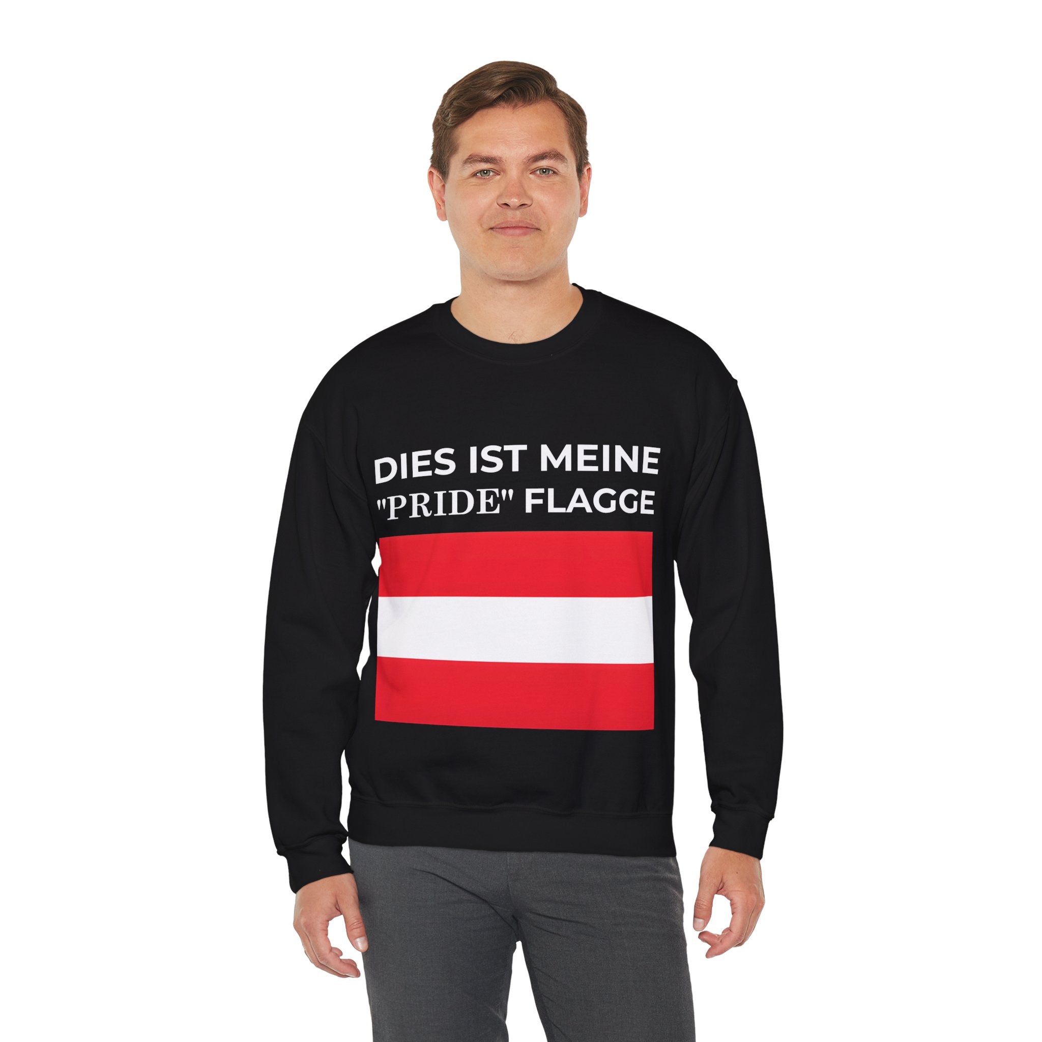 Austrian Pride Flag Crewneck Sweatshirt - Unisex Heavy Blend, Casual Clothing, Statement Sweatshirt - Mega Movement