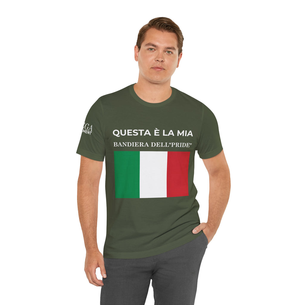 Italian Pride Flag Tee, Unisex Short Sleeve Shirt for Patriots, Patriot Apparel, Casual Wear, Gift Idea - Mega Movement